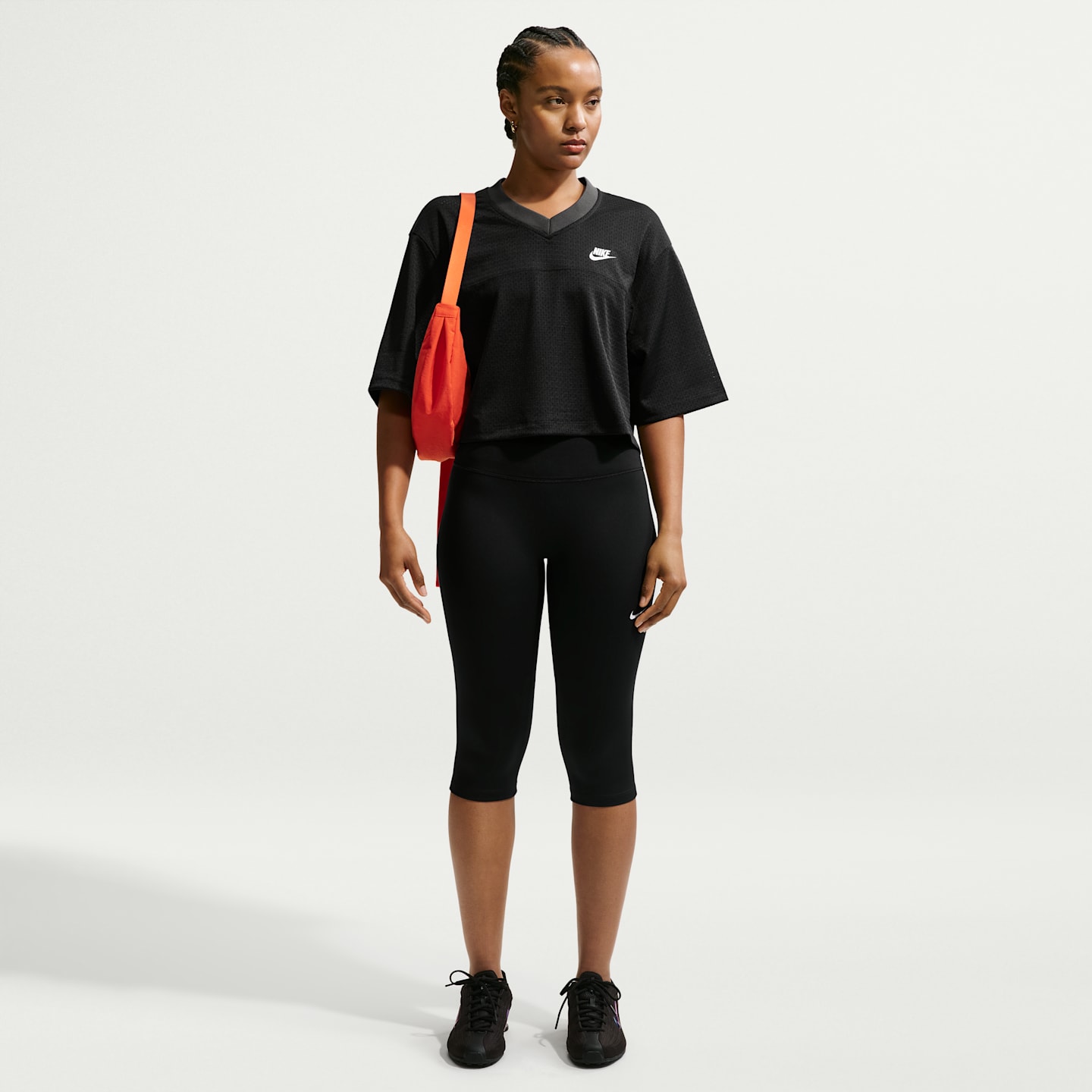 Женский топ Nike Sportswear Oversized Heritage Cropped Mesh Jersey, цвет: Чёрный / Антрацитовый — фото 4
