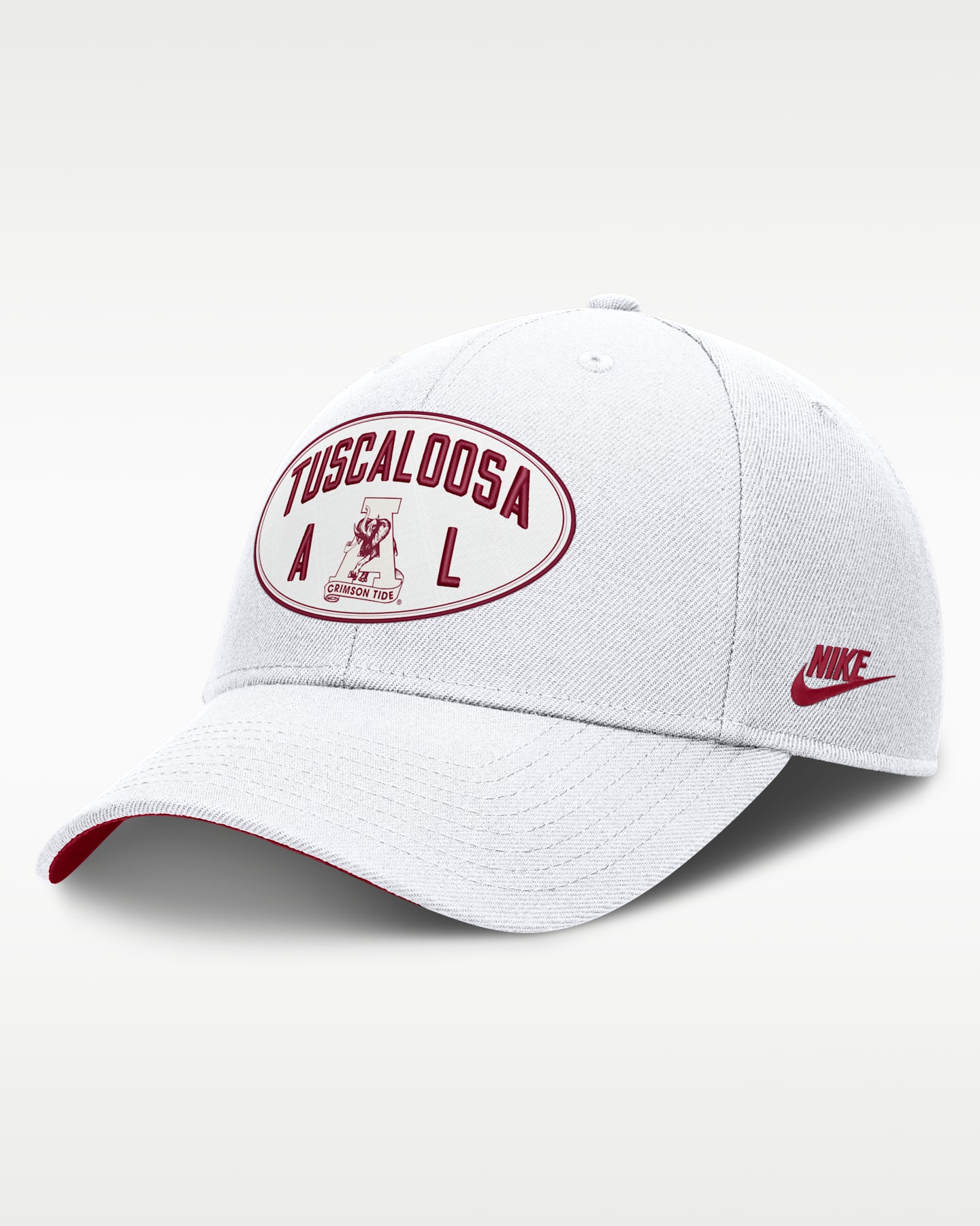 Мужская регулируемая кепка Nike Alabama Legacy Letter & Location Rise Dri-FIT A-Frame, цвет: Белый / Малиновый — фото 3