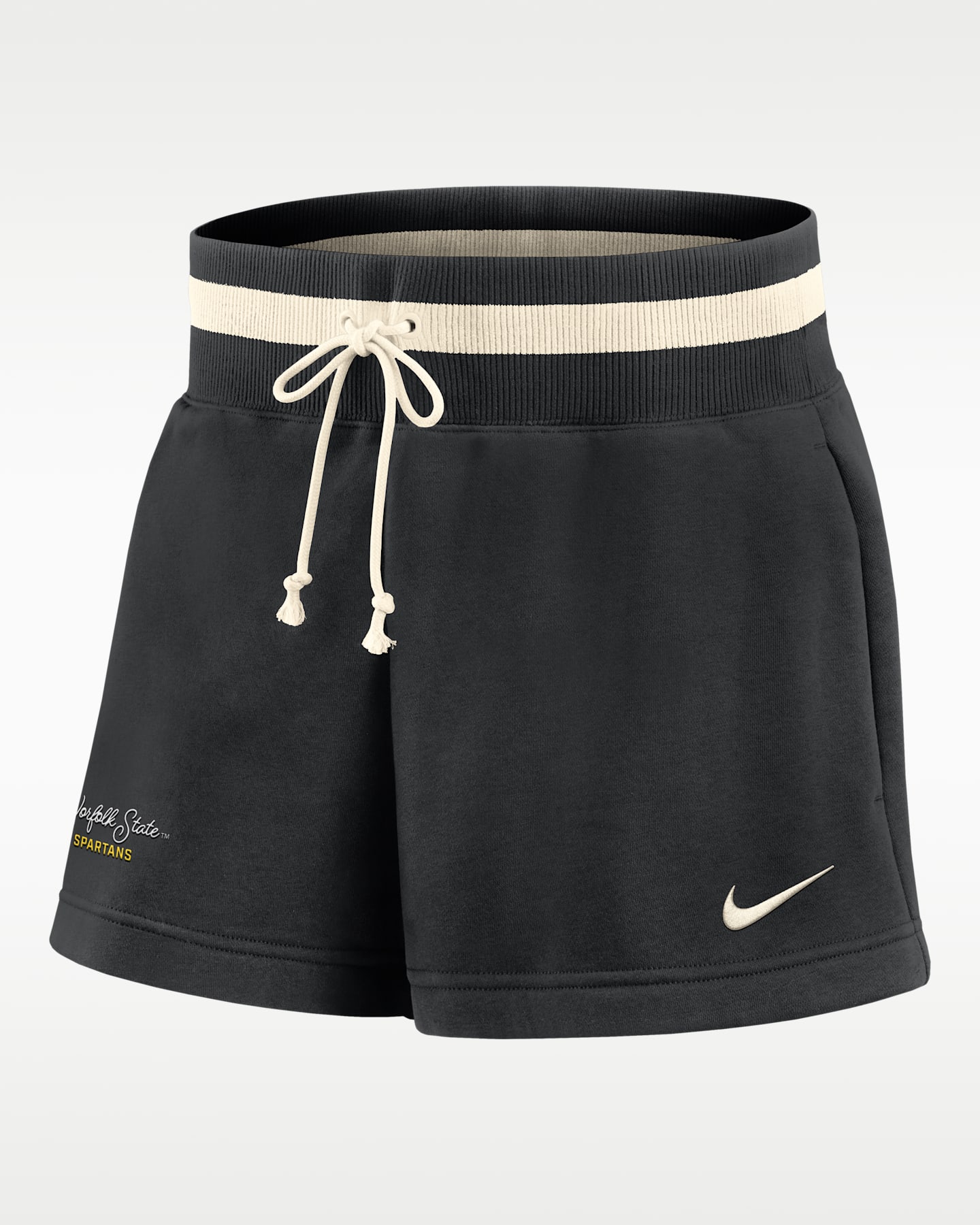 Женские шорты Nike Phoenix Fleece College Norfolk State University 4" со средней посадкой, цвет: Чёрный — фото 2