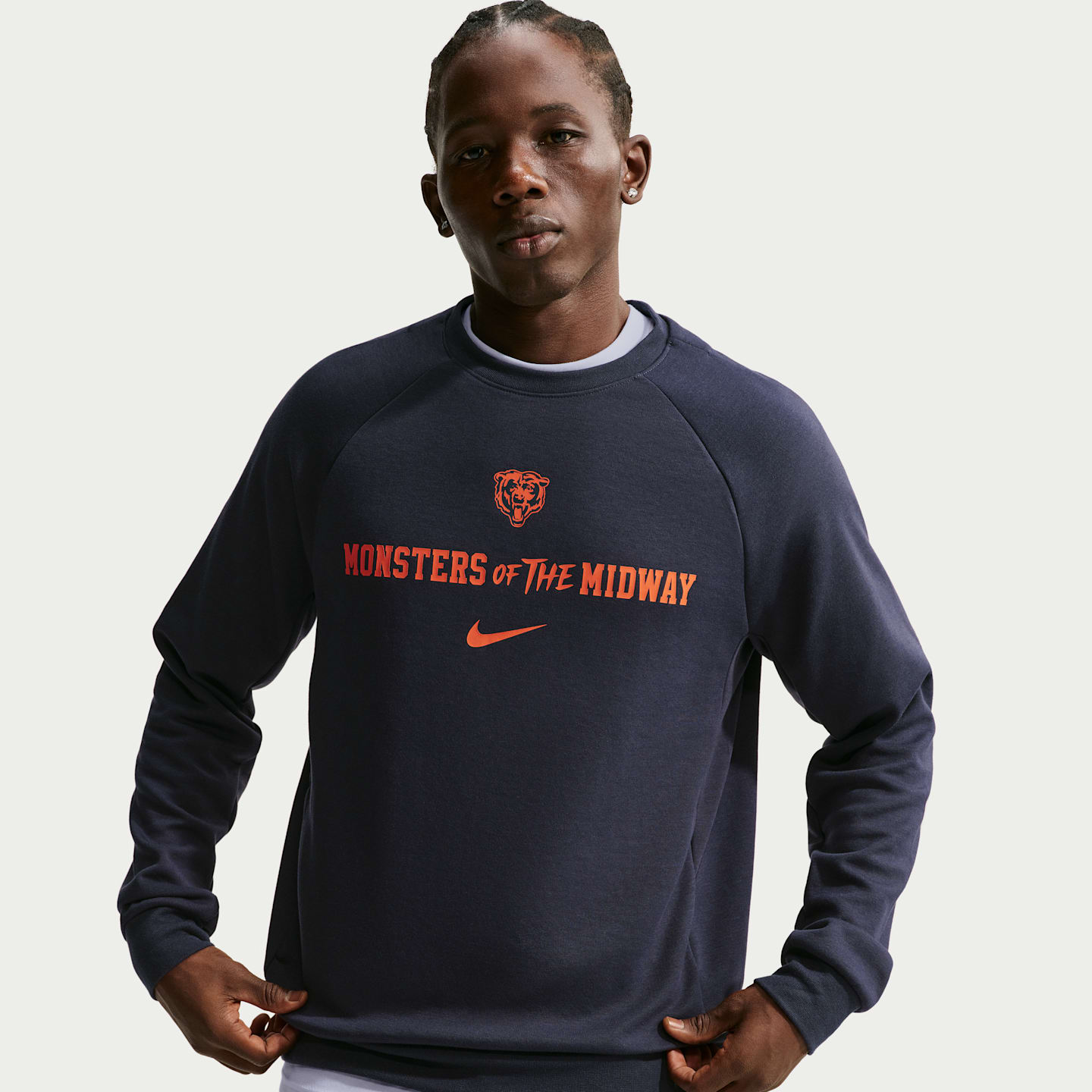 Мужской свитер Nike Chicago Bears Rivalries Collection Primary Dri-FIT NFL Pullover Crew, цвет: Тёмно-синий — фото 1