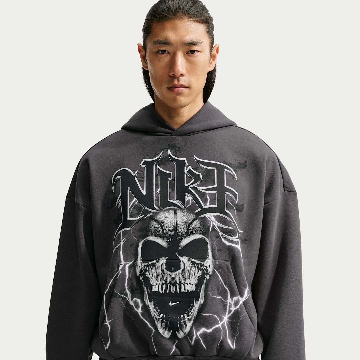 Мужское баскетбольное худи-пуловер Nike Standard Issue с начёсом, цвет: Антрацитовый / Белый — фото 1