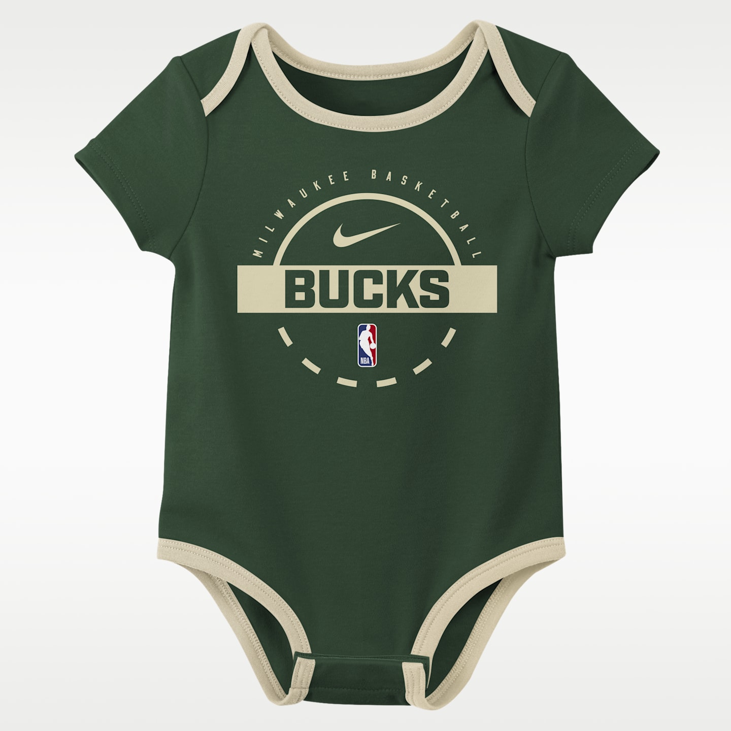 Детский комплект из двух боди Nike NBA Milwaukee Bucks, цвет: Зелёный / Серый — фото 1