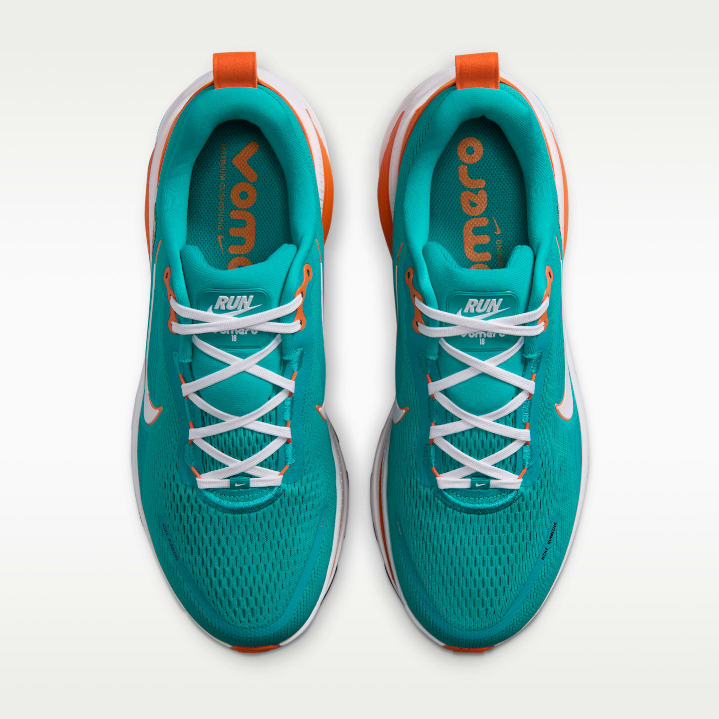 Мужские кроссовки Nike Vomero 18 (Miami Dolphins) NFL Road Running, цвет: Зелёный / Яркий оранжевый — фото 4