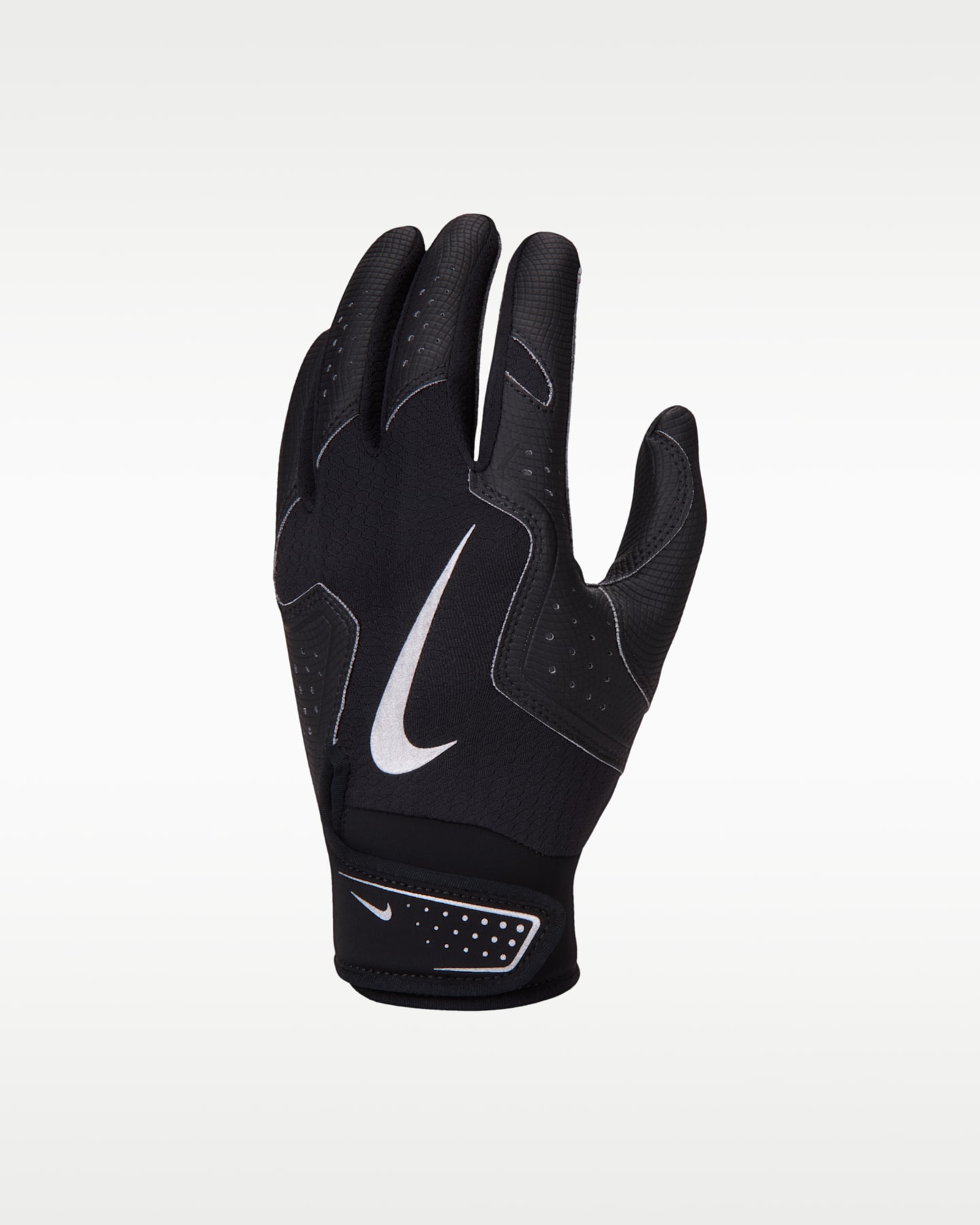 Детские перчатки Nike Alpha 2.0 Baseball Batting Glove, цвет: Чёрный / Серебряный — фото 3