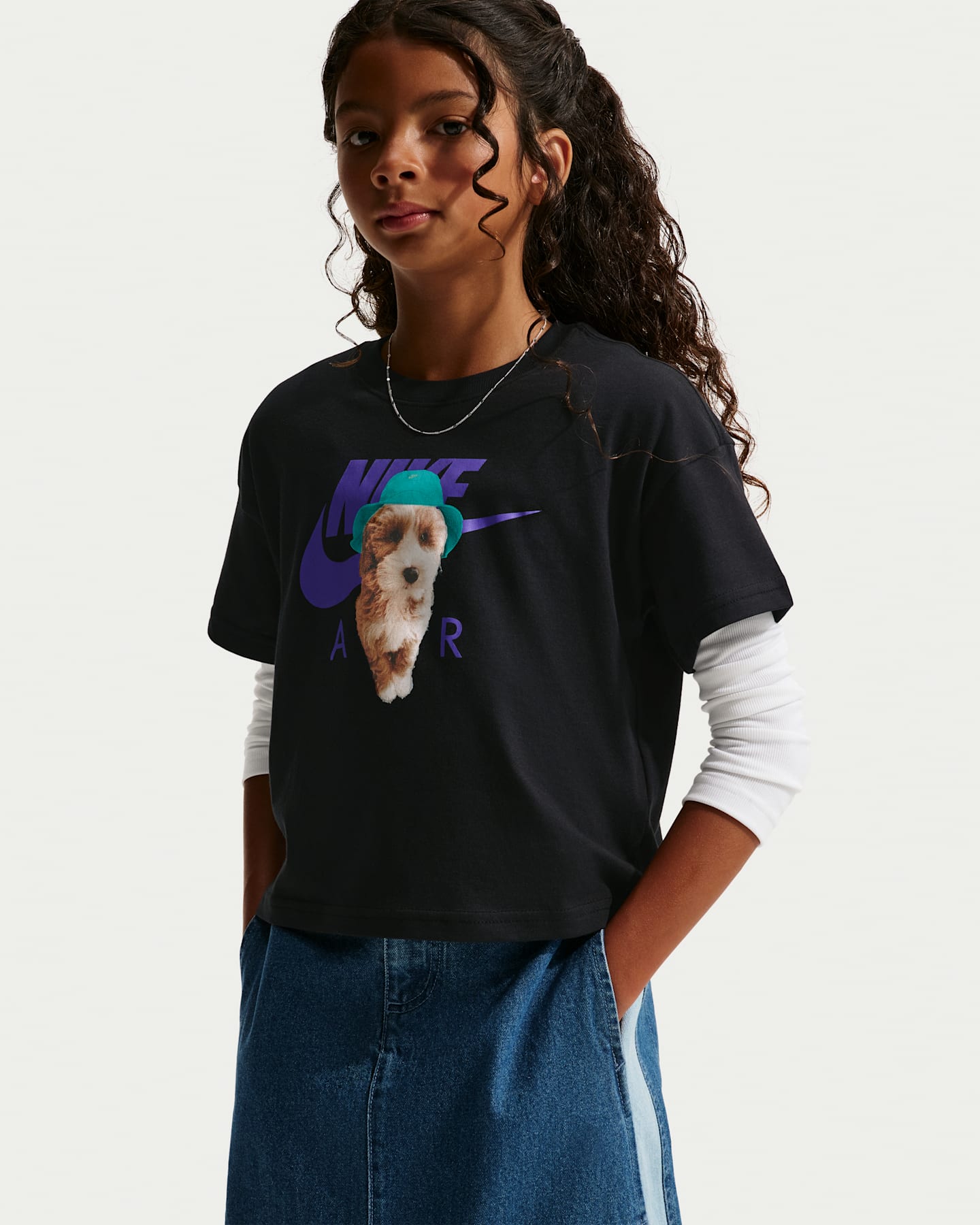Детская футболка для девочек Nike Sportswear Boxy, цвет: Чёрный — фото 6
