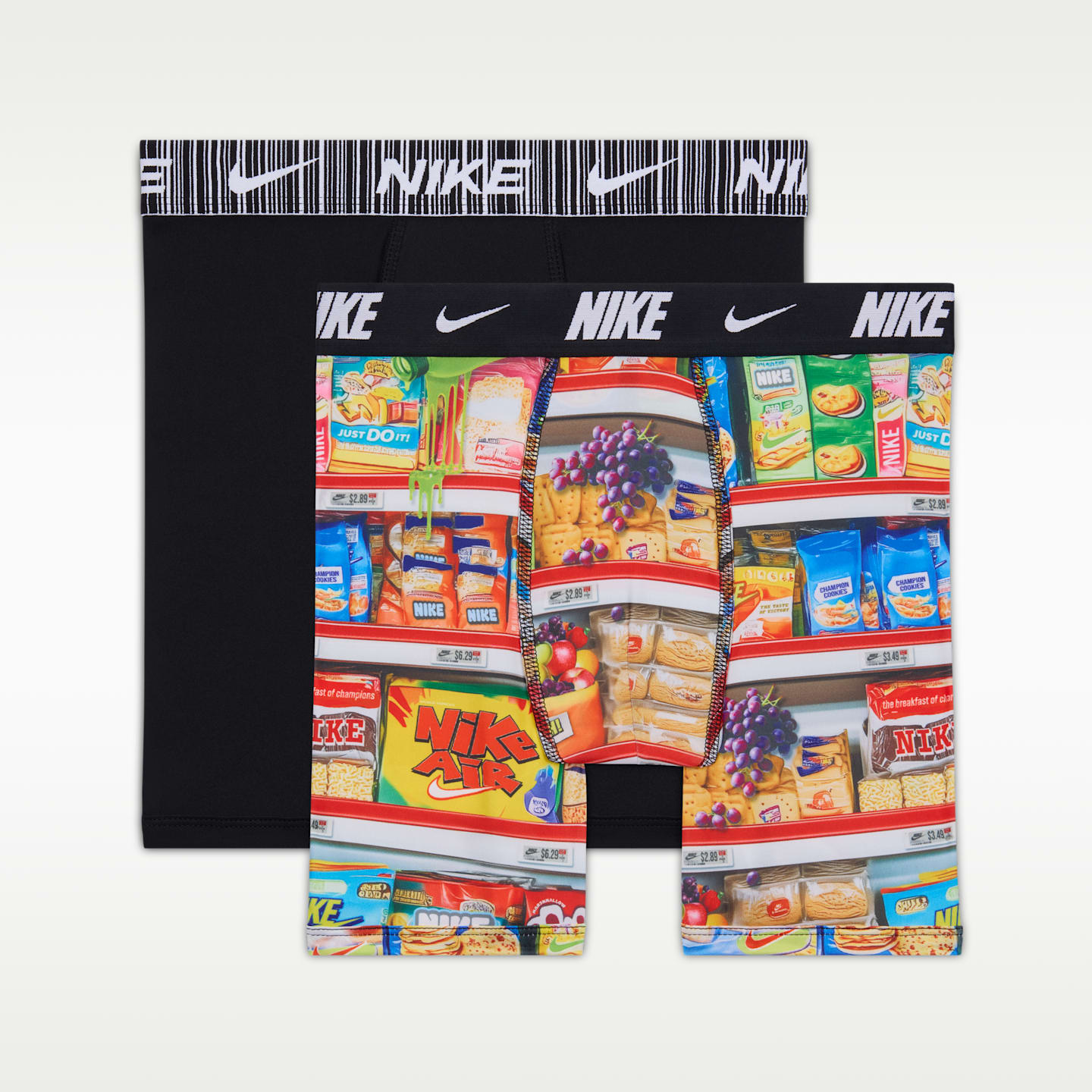 Детские длинные боксёры Nike Dri-FIT с принтом, 2 шт, цвет: Чёрный — фото 1