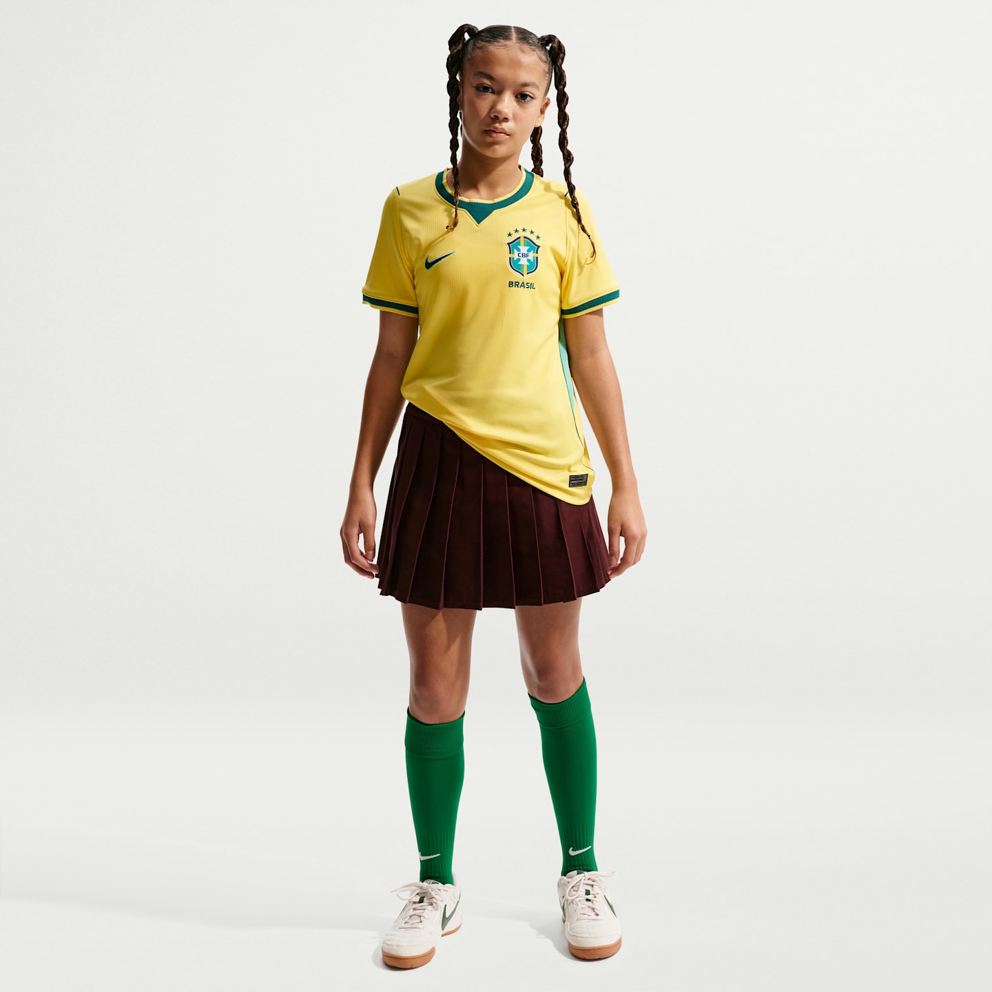 Детский топ Nike Brazil National Team 2026 Stadium Home Big Kids' Dri-FIT Soccer Jersey, цвет: Бирюзовый — фото 4