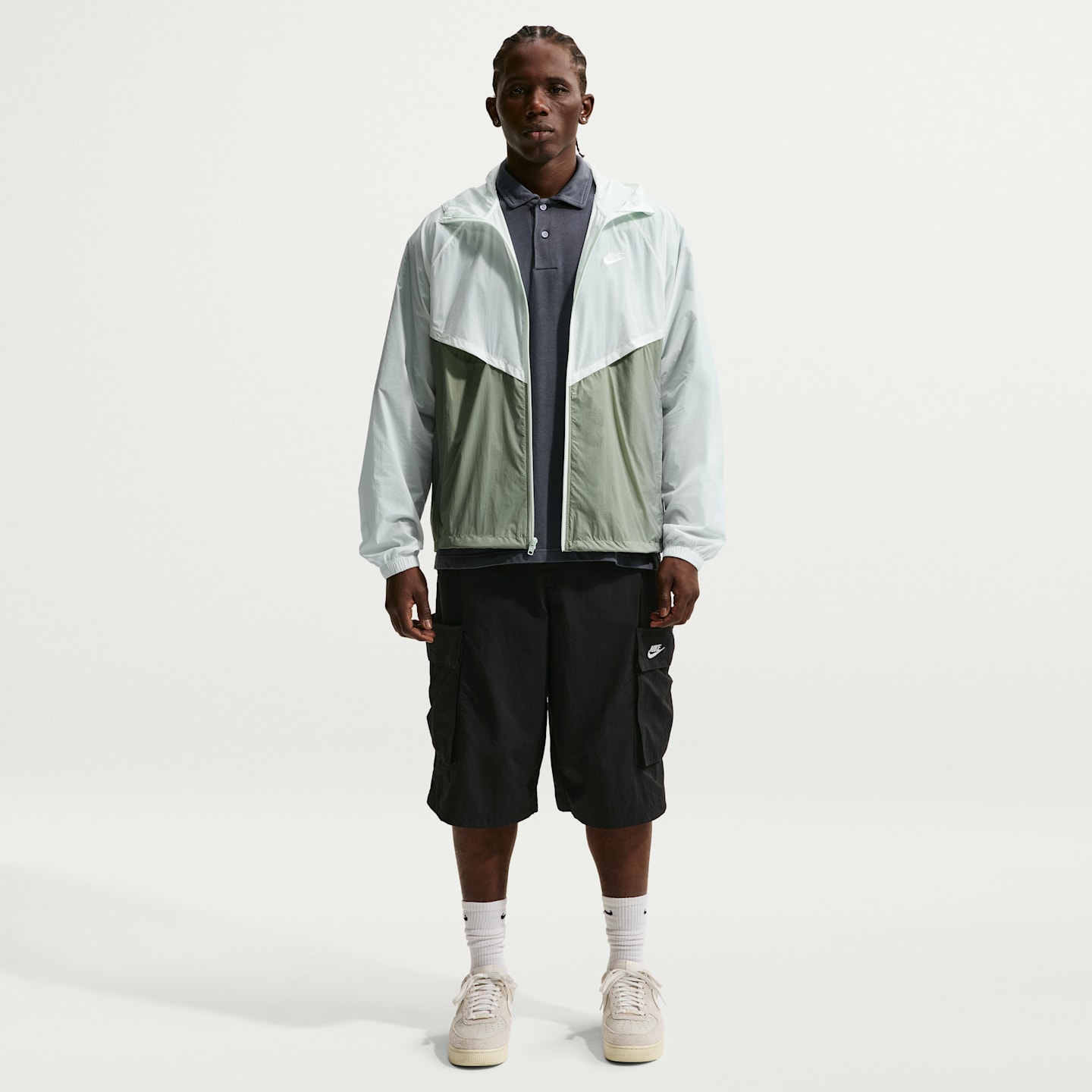 Мужская куртка Nike Windrunner на молнии с UV-защитой, без подкладки, цвет: Зелёный / Нефритовый — фото 4