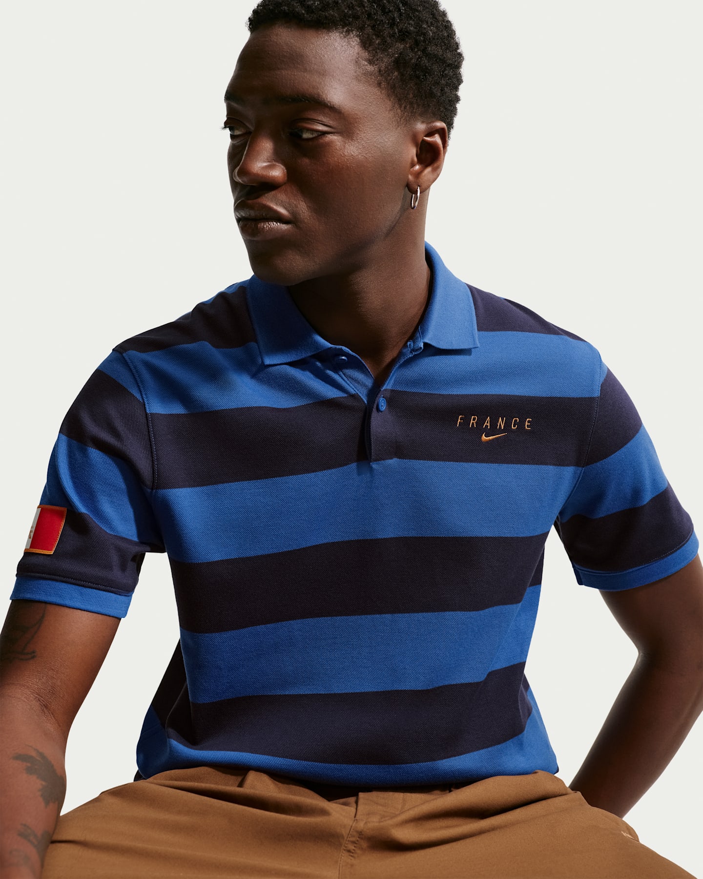 Мужские поло FFF The Nike Polo Dri-FIT Soccer Polo, цвет: Королевский синий / Медный — фото 6