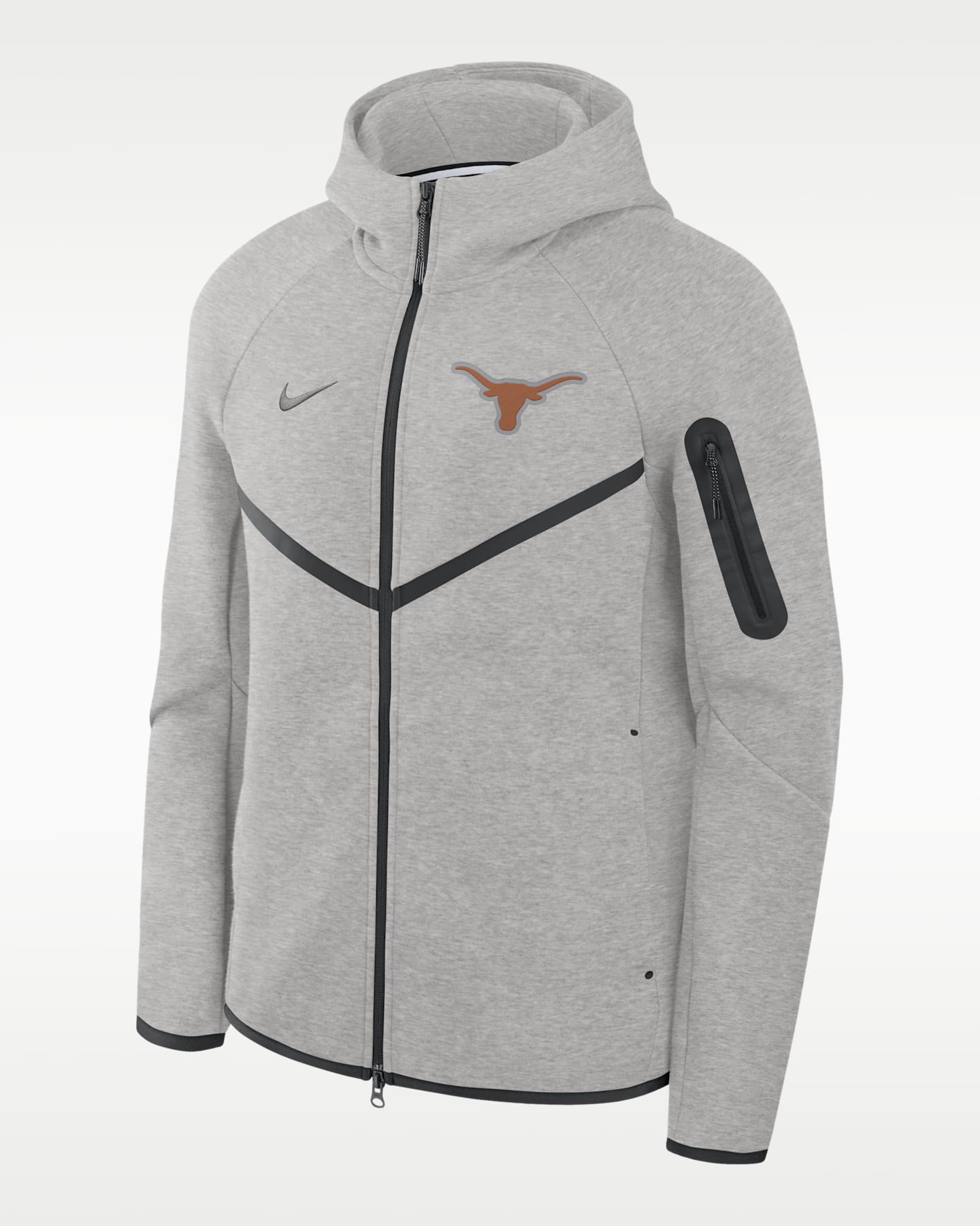Мужская флисовая куртка с капюшоном на молнии Nike Texas Tech Windrunner, цвет: Серый — фото 3