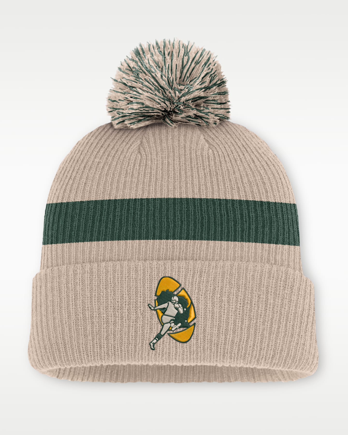 Мужская шапка бини Nike Green Bay Packers Rewind Peak NFL с помпоном и отворотом, цвет: Песочный — фото 3