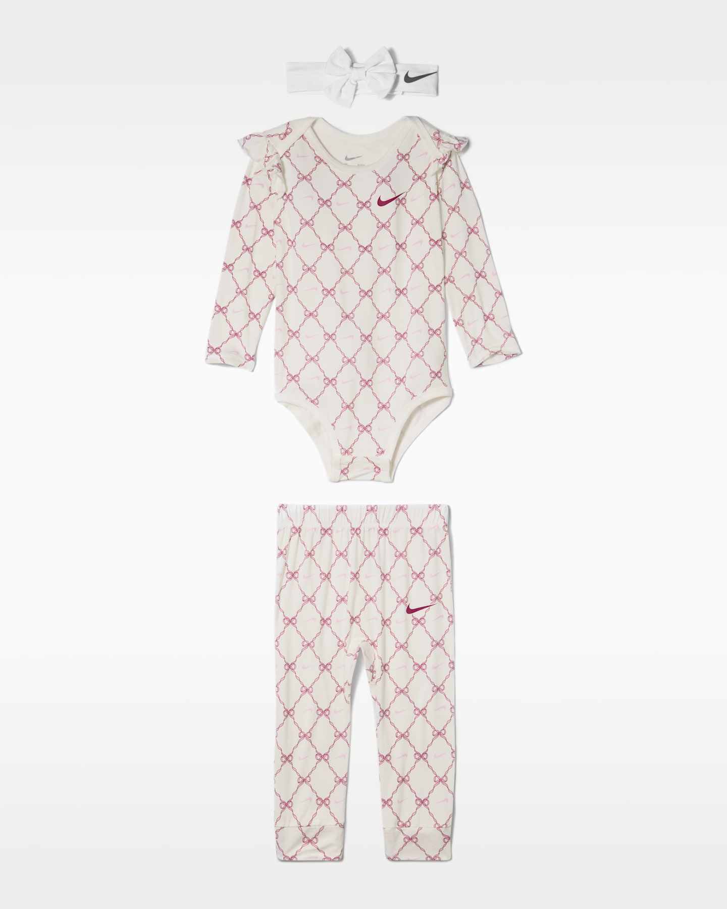 Детские комплекты Nike Ready, Set, Grow! Baby (6-12M) 3-Piece Set, цвет: Молочный / Свекольный — фото 4