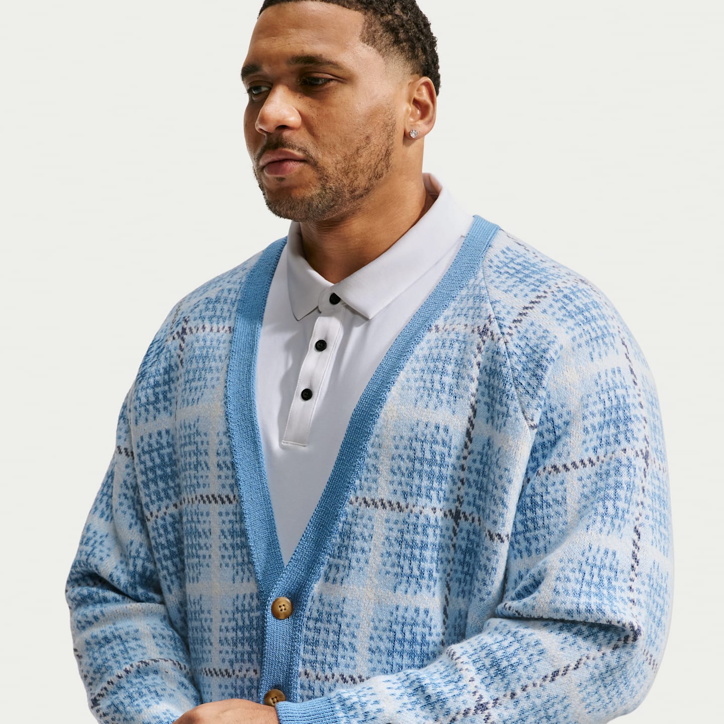 Кардиган для гольфа Nike Tartan свободного кроя, цвет: Синий — фото 6