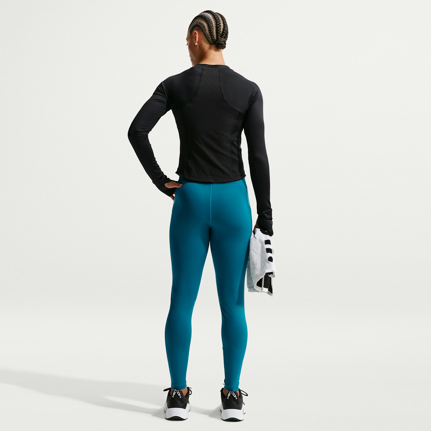 Женский топ Nike Pro Sculpt Dri-FIT 1/4-Zip Long-Sleeve Top, цвет: Чёрный / Белый — фото 5