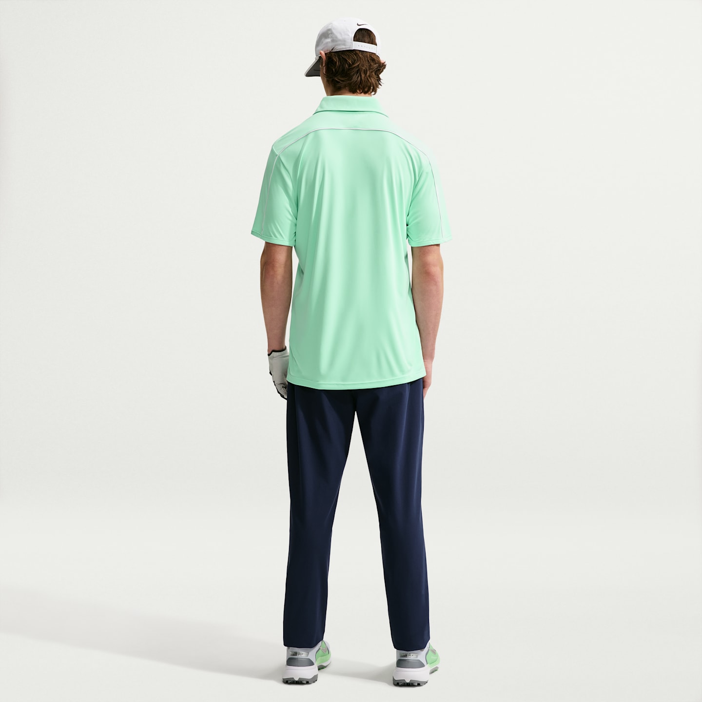 Мужское поло Nike Par Dri-FIT Chest Logo Golf Polo, цвет: Зелёный / Белый — фото 5