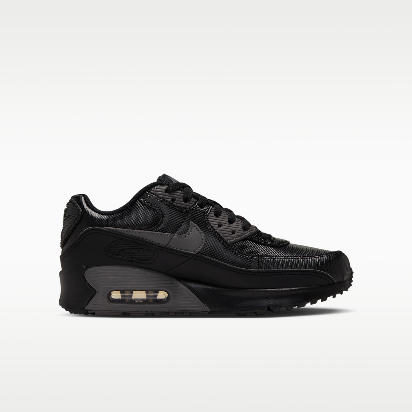 Детские кроссовки Nike Air Max 90 SE, цвет: Чёрный / Серебряный — фото 3