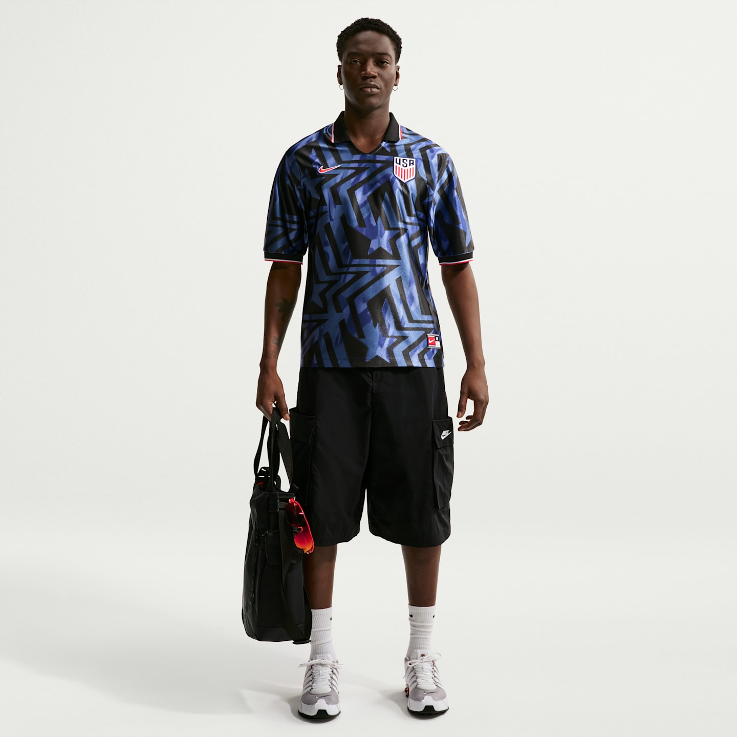Мужской футбольный топ с короткими рукавами Nike Usmnt Energy Dri-FIT, цвет: Тёмно-синий / Красный — фото 4
