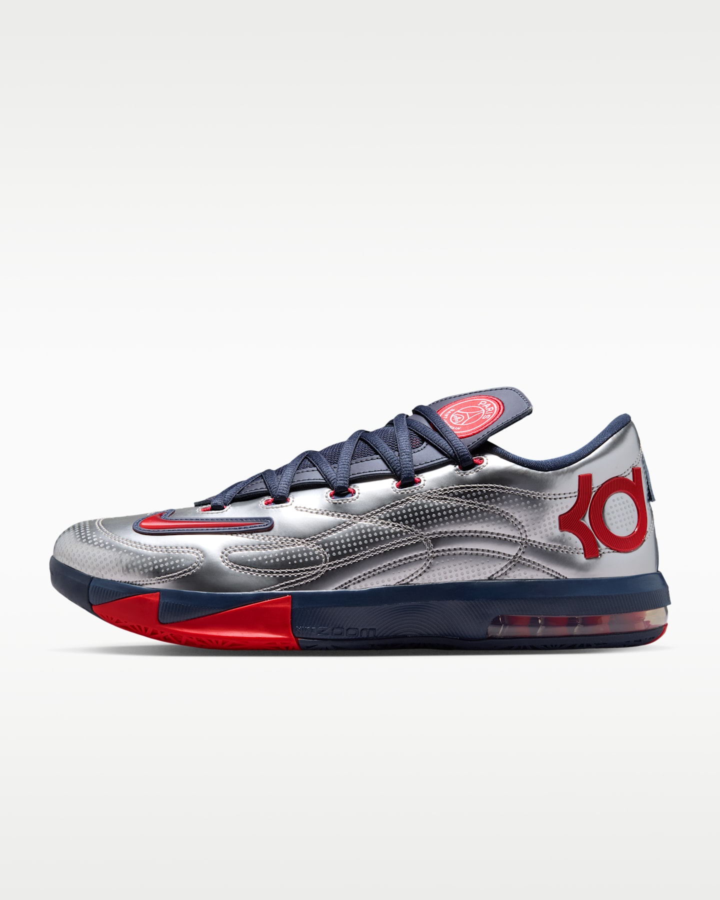 Мужские кроссовки Nike KD 6 x Paris Saint-Germain, цвет: Серебряный / Красный — фото 13