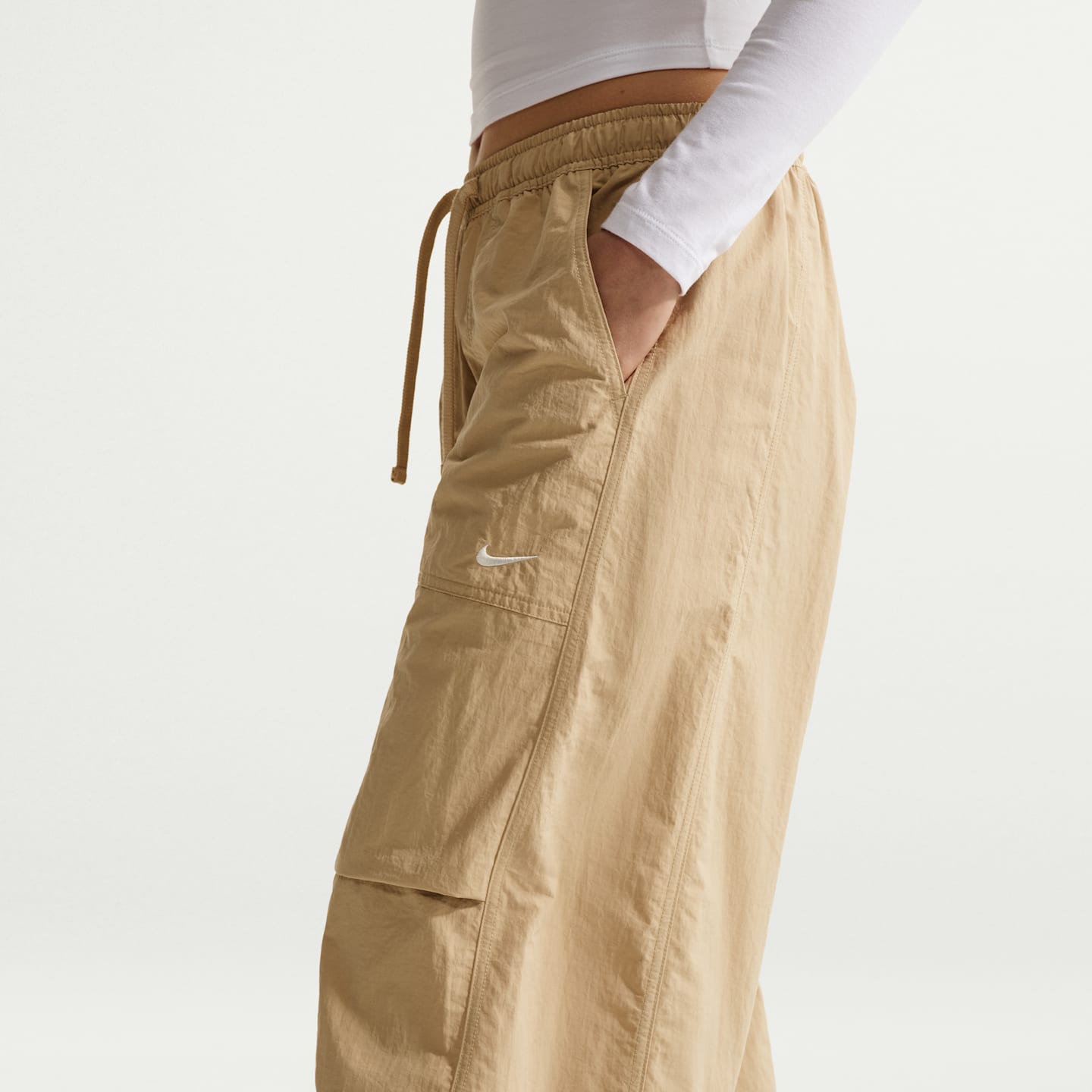 Женские брюки Nike Sportswear Loose Mid-Rise Structured, цвет: Льняной / Молочный — фото 3