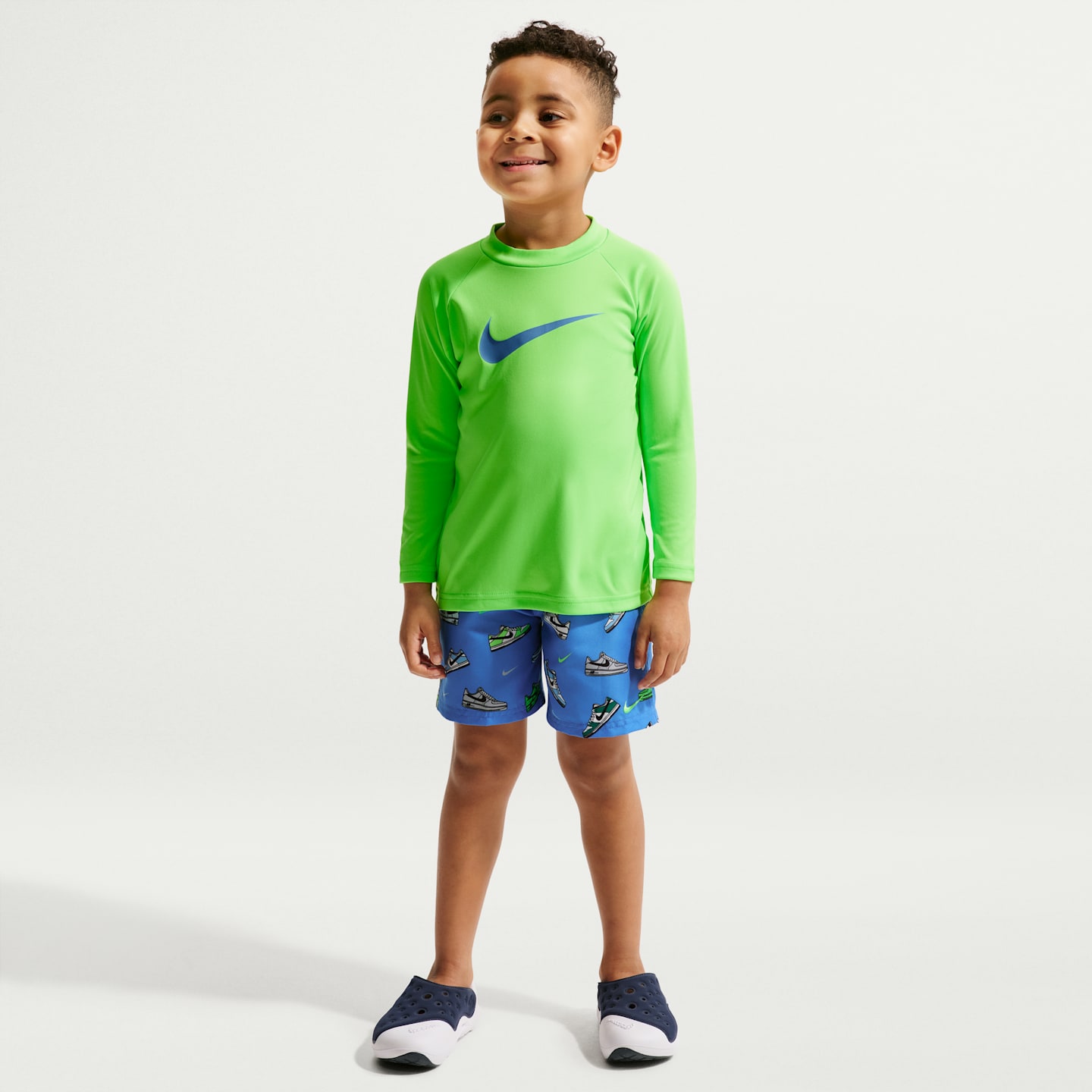 Детский плавательный комплект Nike Swim для мальчиков: лонгслив и шорты, цвет: Синий — фото 1