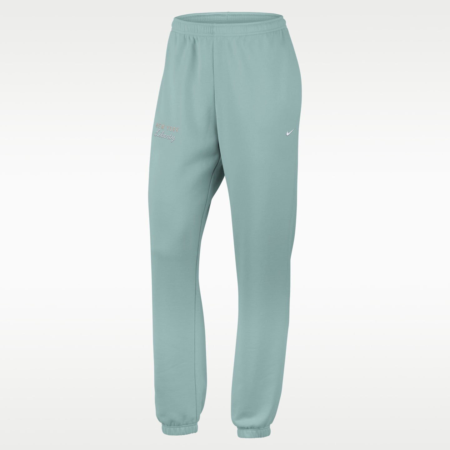 Женские брюки Nike New York Liberty French Terry Standard Cuffed, цвет: Минеральный / Белый — фото 1