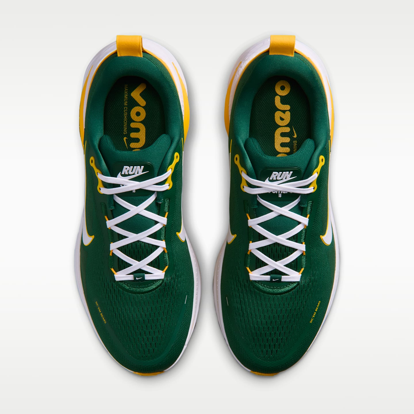 Мужские кроссовки Nike College Vomero 18 (Baylor) Road Running, цвет: Зелёный / Золотой — фото 4
