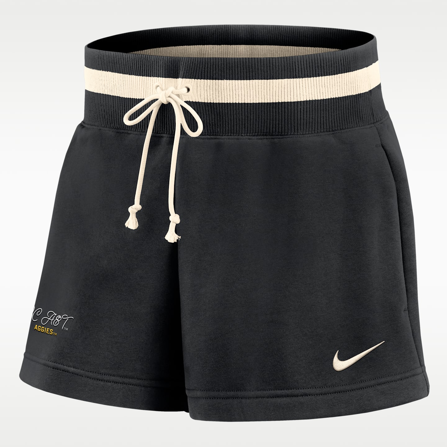 Женские шорты Nike Phoenix Fleece College North Carolina A&T 4" со средней посадкой, цвет: Чёрный — фото 1