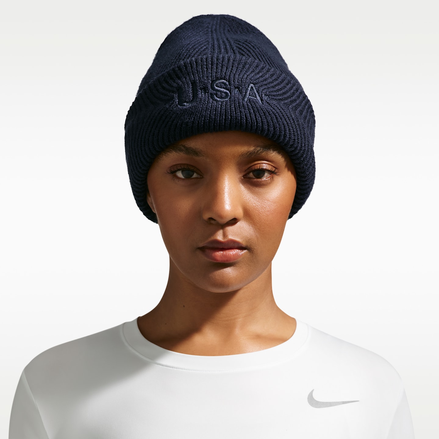 Шапка-бини Nike USA Peak, цвет: Обсидиановый / Снежный белый — фото 3