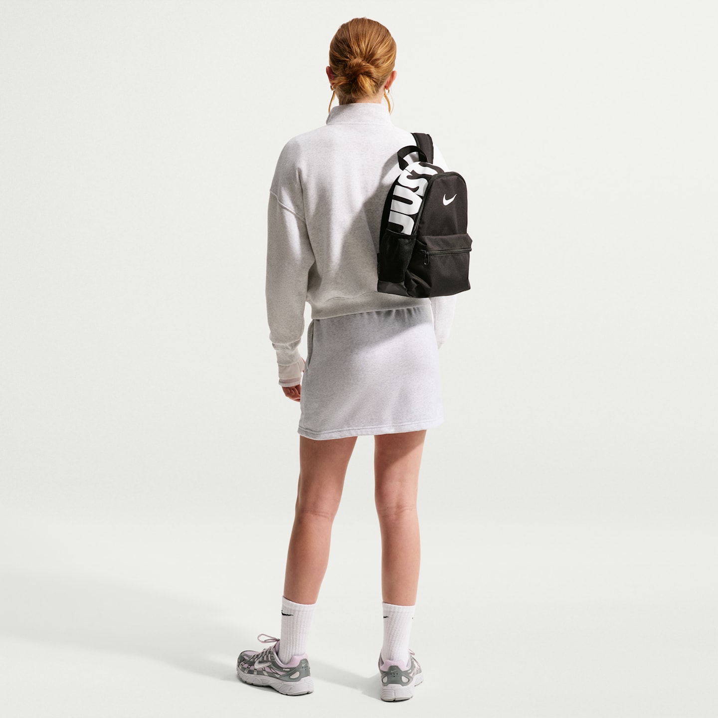 Юбка Nike Sportswear Studio Fleece French Terry Skirt для девочек, цвет: Берёзовый меланжевый / Белый — фото 5