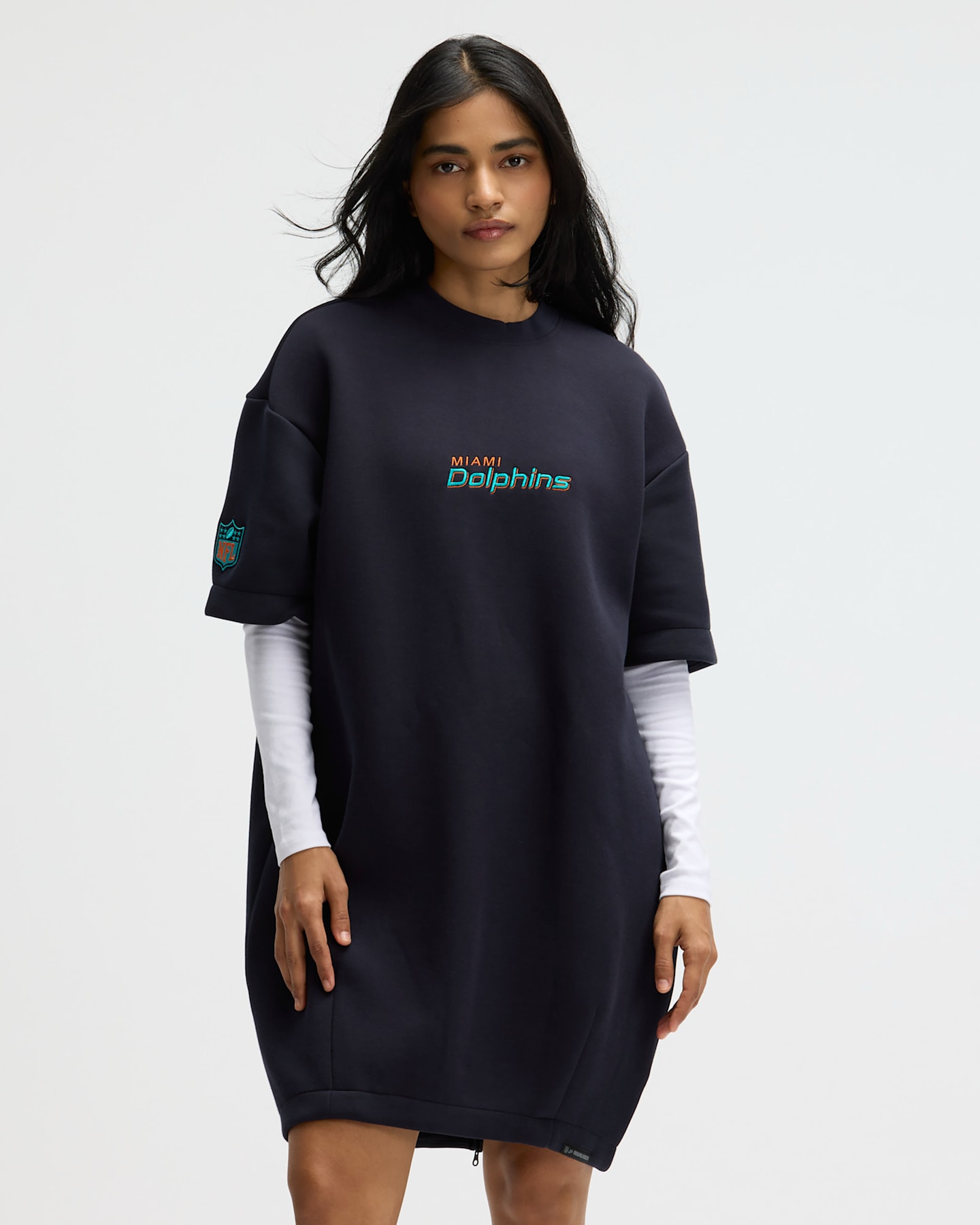 Женское платье Nike NFL Miami Dolphins Rivalries Collection из флиса Tech оверсайз, цвет: Тёмно-синий — фото 12