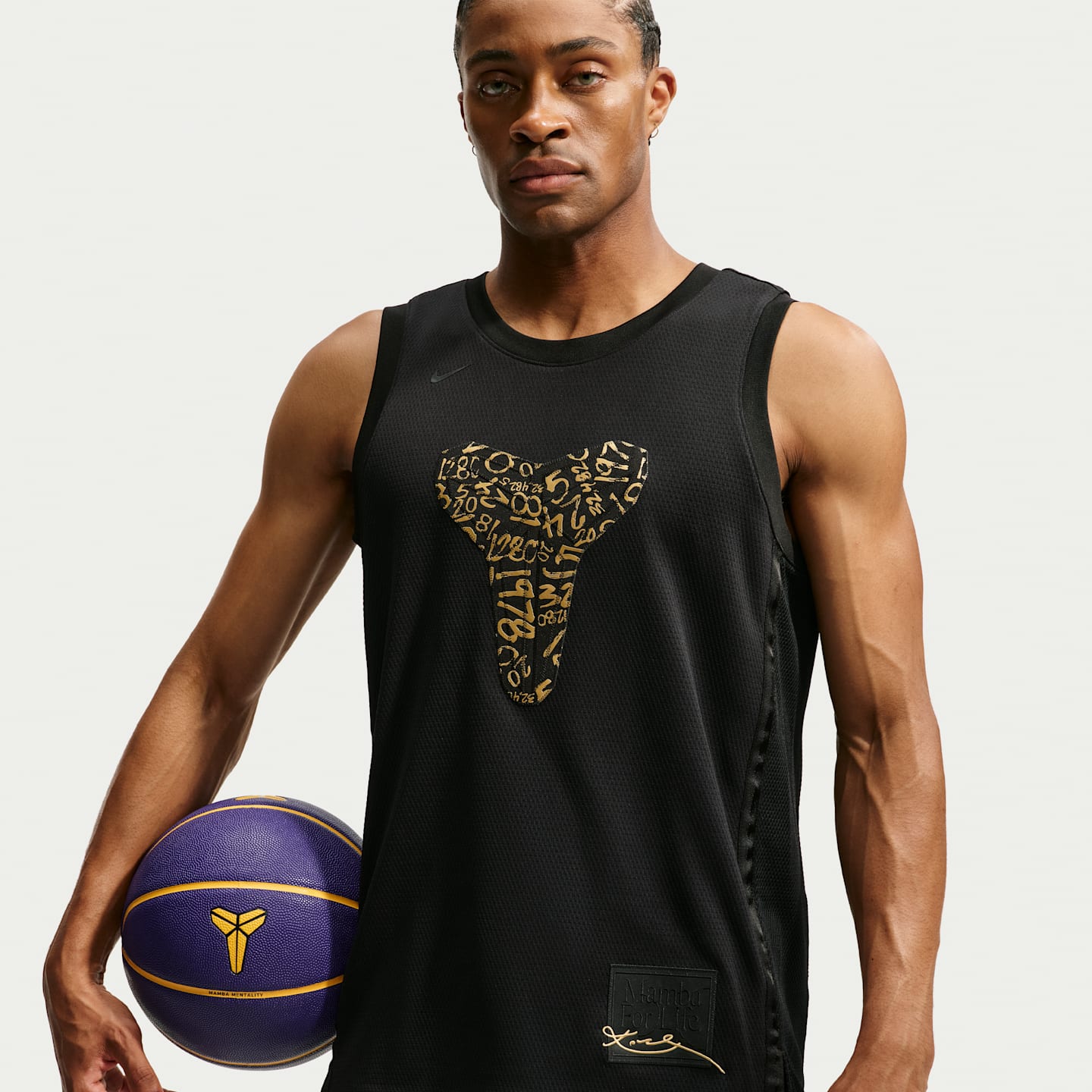 Мужской топ Nike Kobe Performance Sleeveless Top, цвет: Чёрный / Металлик золотой — фото 1