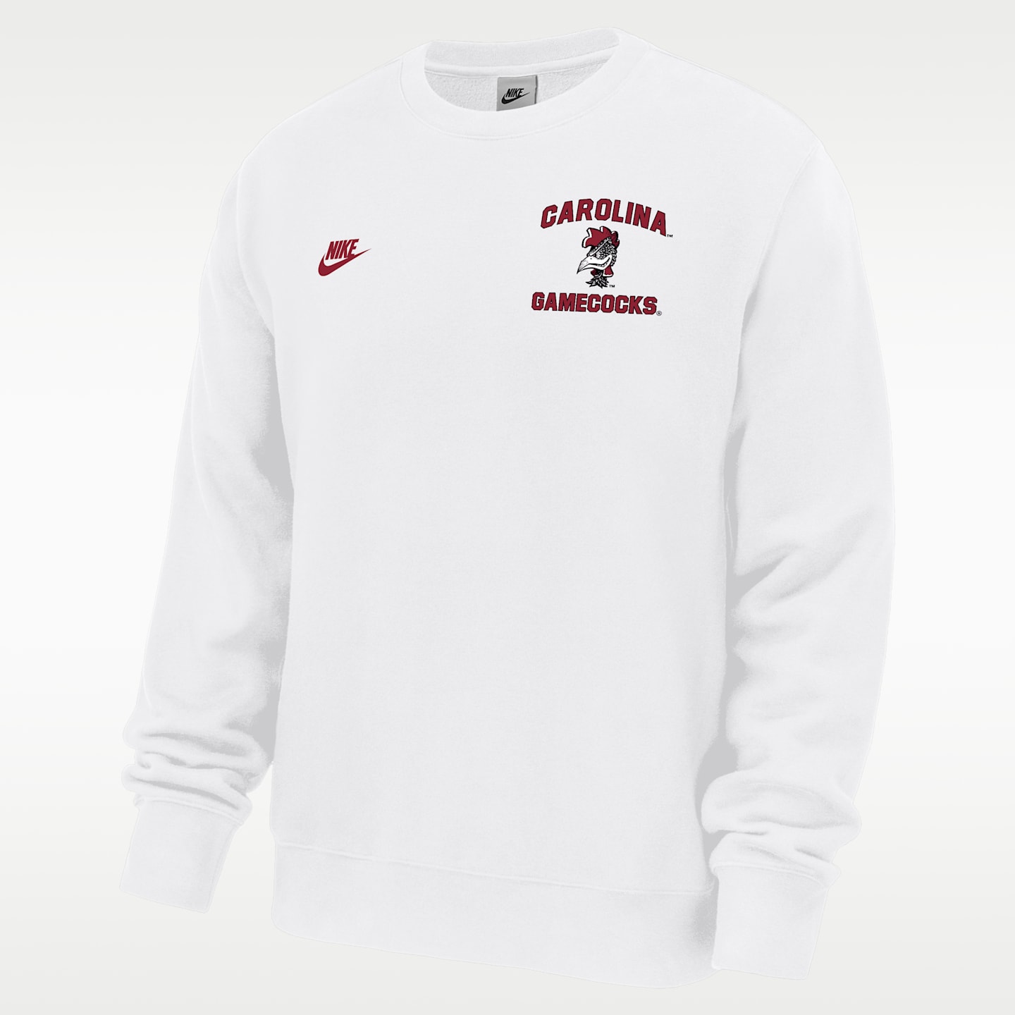 Мужская толстовка Nike South Carolina Gamecocks Club Football Fleece Crew-Neck, цвет: Белый — фото 1