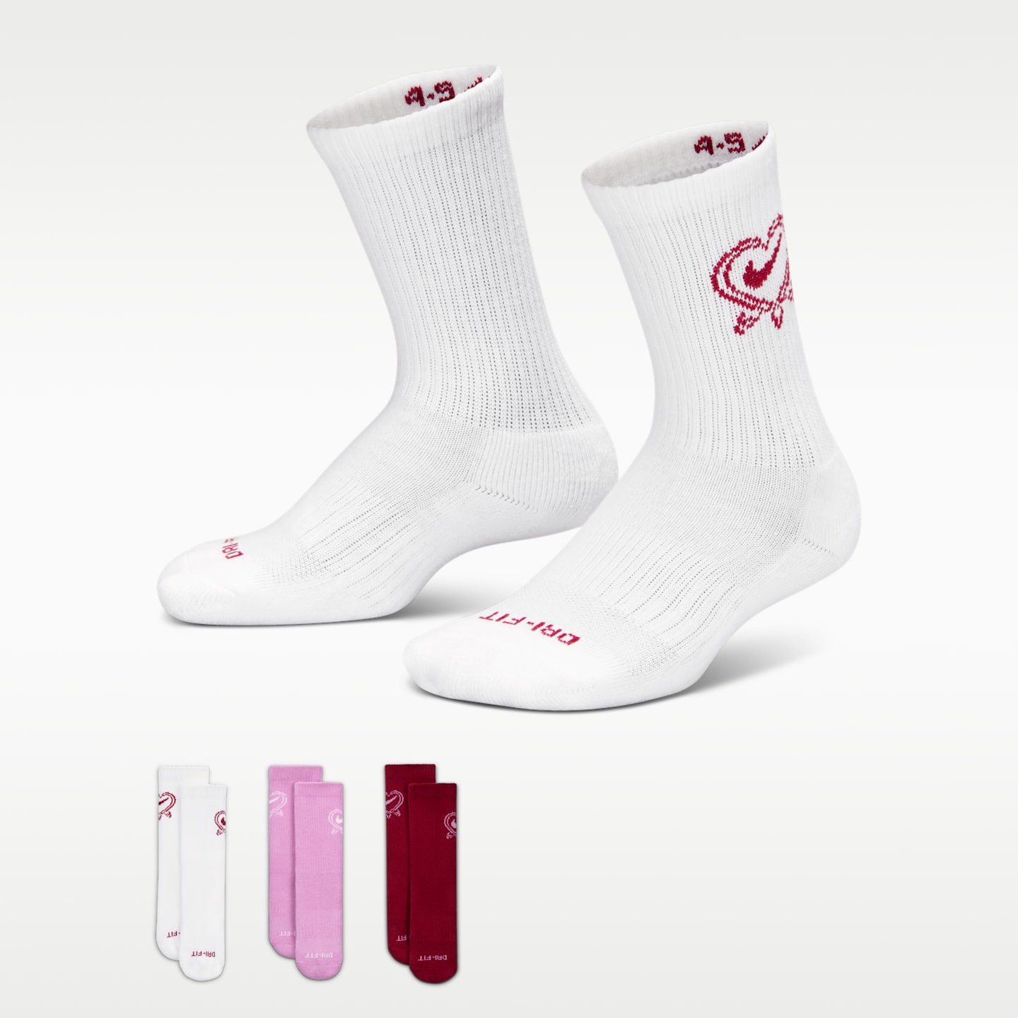 Детские носки Nike Dri-FIT V-day, 3 пары, цвет: Молочный — фото 1