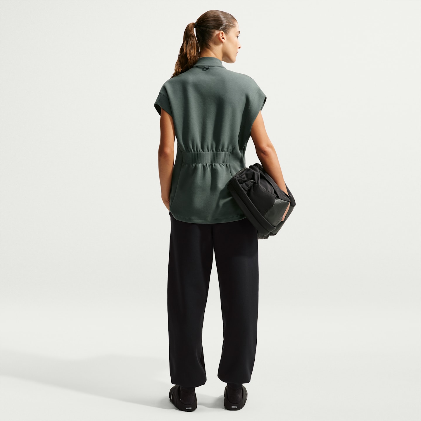 Женские джоггеры Nike 24.7 ImpossiblySoft Dri-FIT с высокой посадкой, цвет: Чёрный / Серый — фото 5