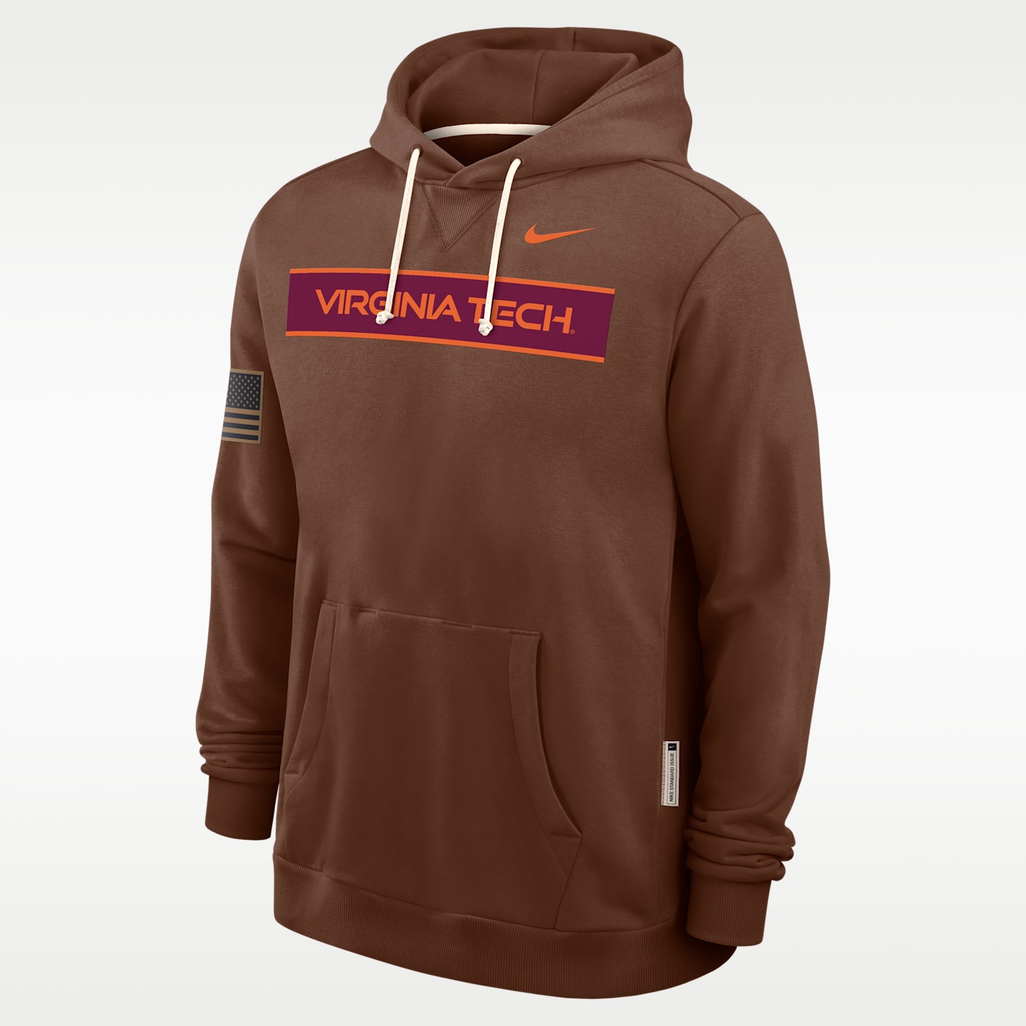Мужской топ Nike Virginia Tech 2026 Military Appreciation Dri-FIT College Long-Sleeve Hooded Top, цвет: Коричневый — фото 1