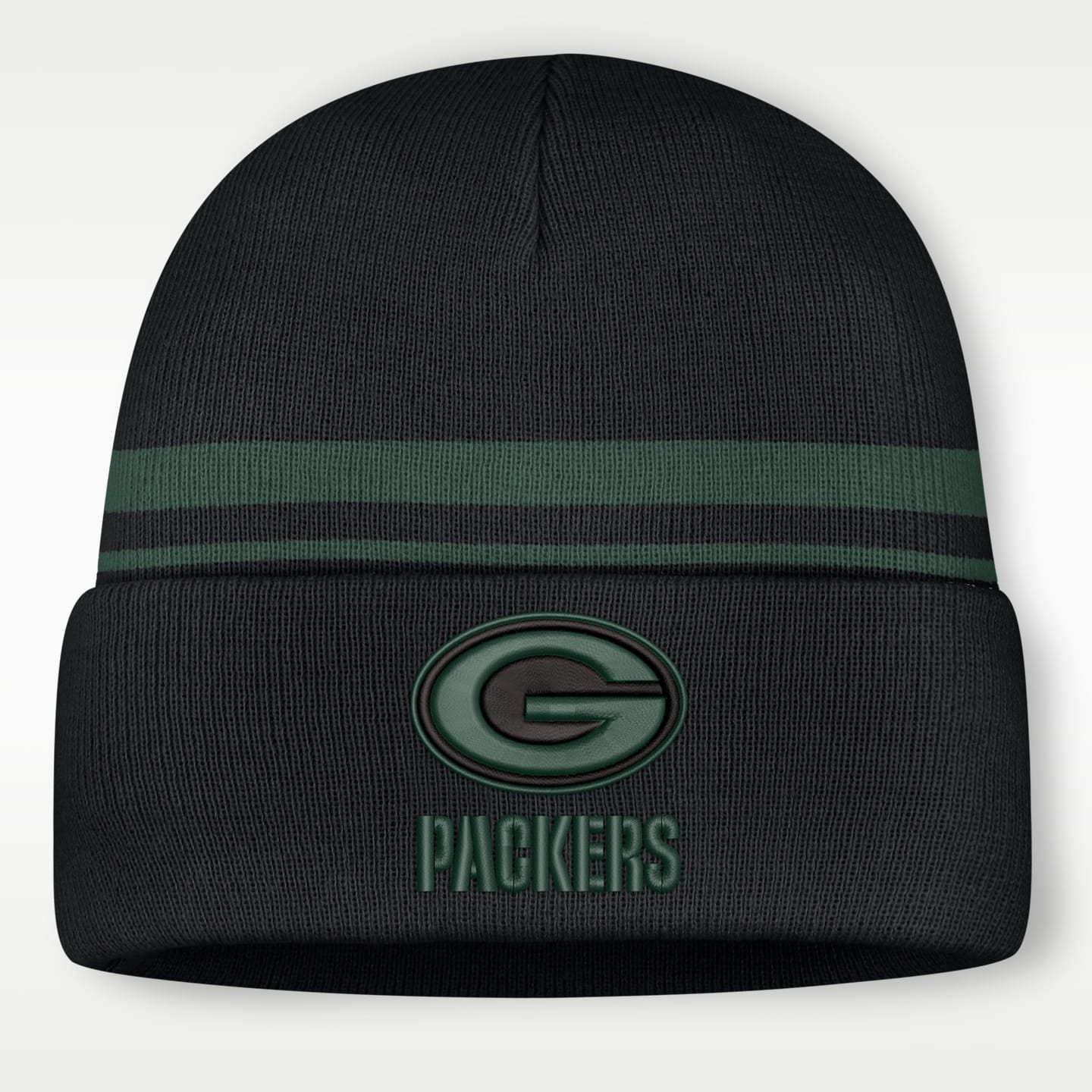 Мужская шапка бини Nike Green Bay Packers Primetime Utility NFL с отворотом, цвет: Чёрный — фото 1