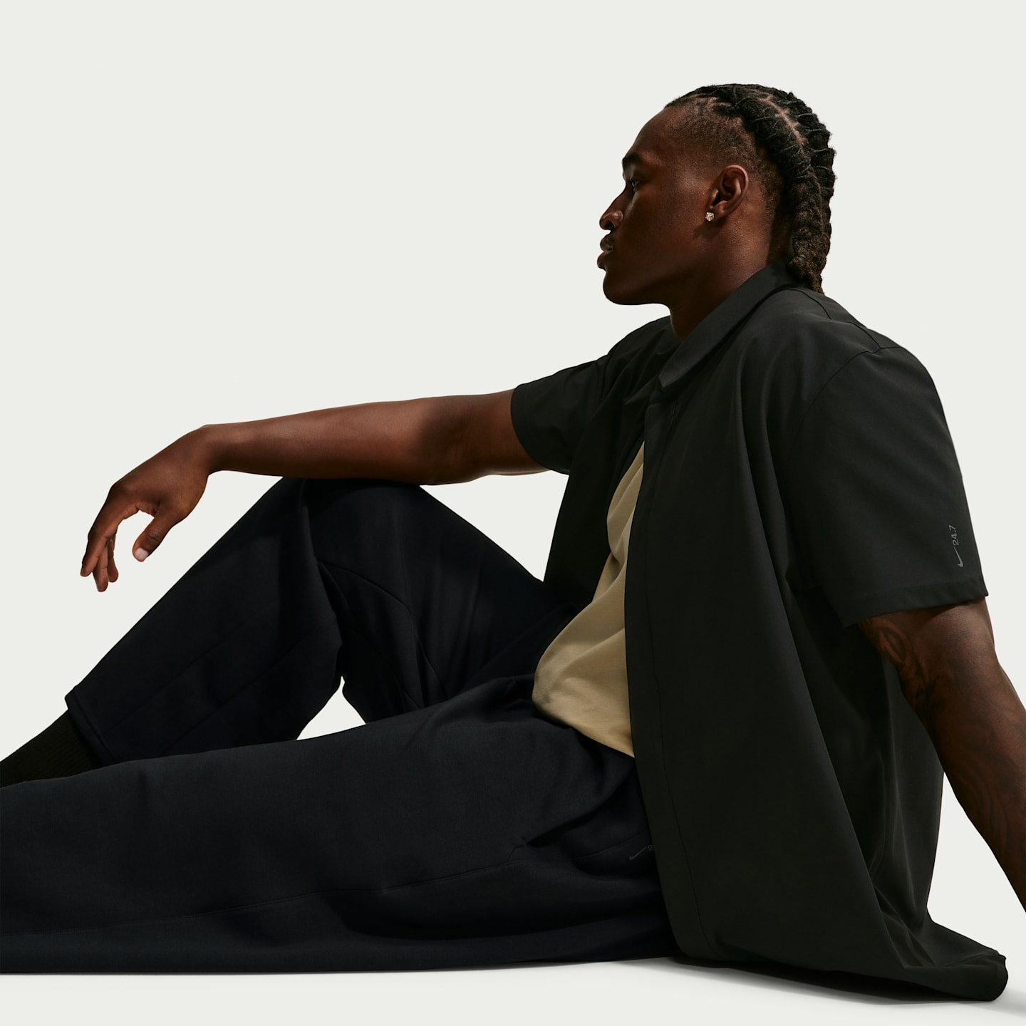 Мужские прямые брюки Nike 24.7 ImpossiblySoft Dri-FIT, цвет: Чёрный / Серый — фото 9