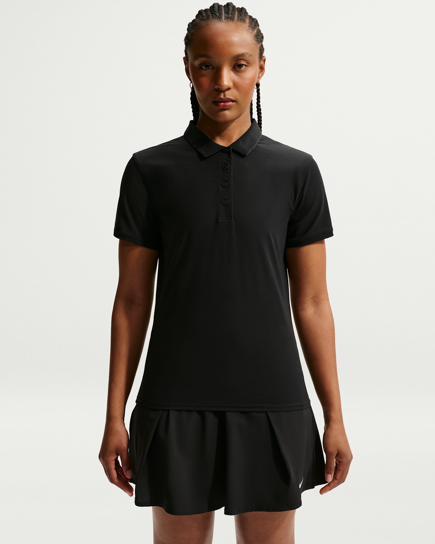 Женское поло для гольфа Nike Victory Dri-FIT с коротким рукавом, цвет: Чёрный / Белый — фото 6