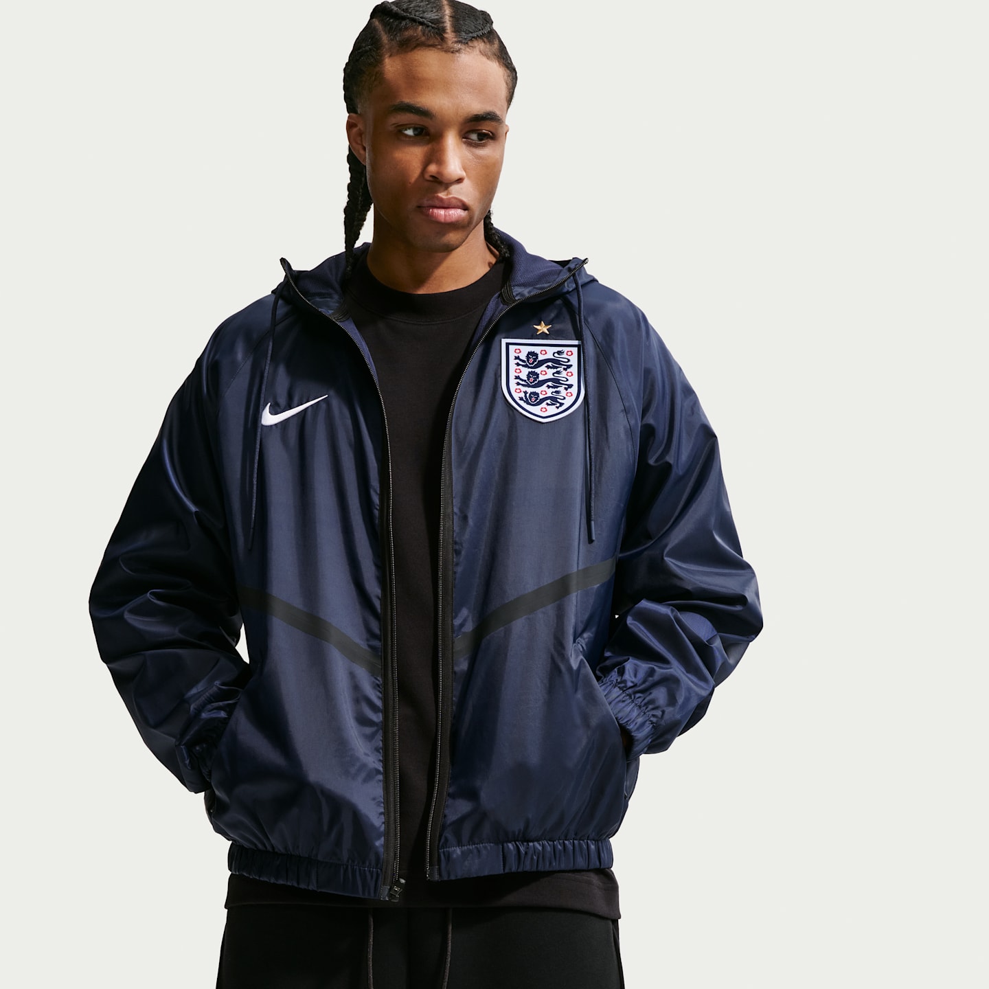 Мужская футбольная куртка Nike England Dri-FIT Anthem, цвет: Обсидиановый / Чёрный — фото 3