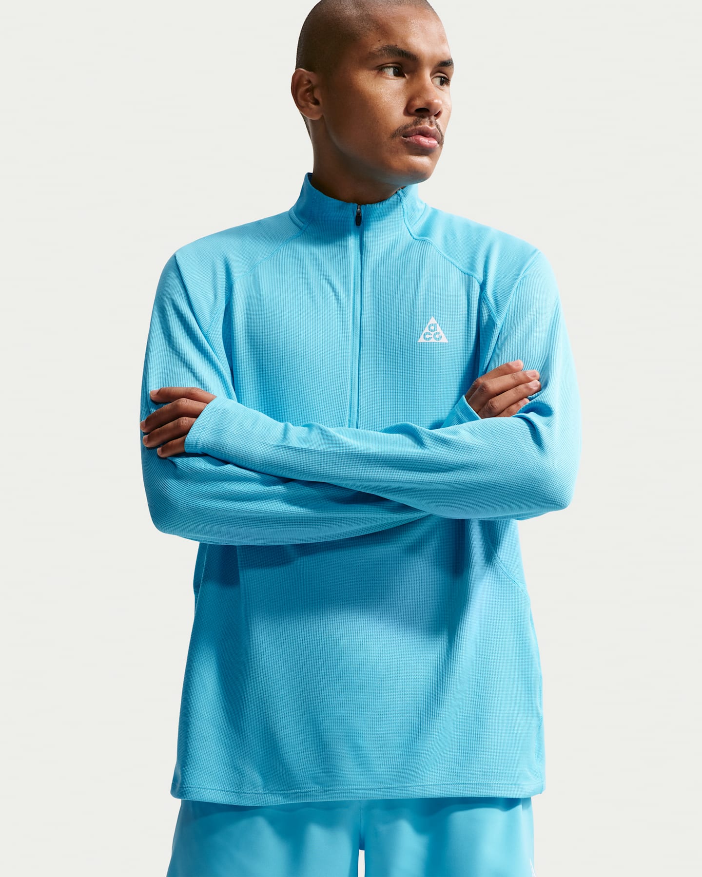 Мужской топ для трейлраннинга на молнии 1/4 Nike ACG Dri-FIT Mid-Layer, цвет: Синий / Снежный белый — фото 6