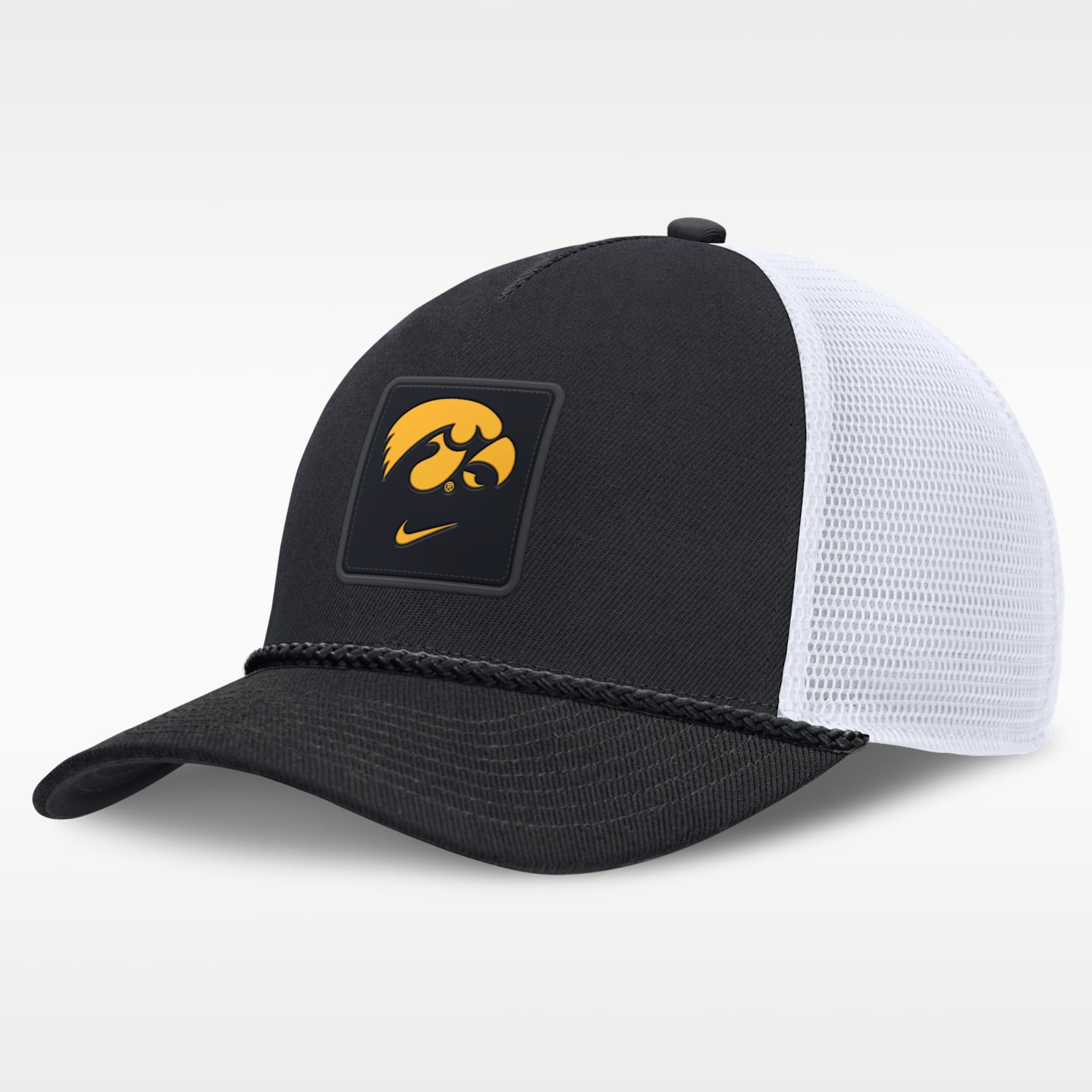 Мужская кепка-тракер Nike Iowa Sideline Gameday Rope, цвет: Чёрный / Белый — фото 1