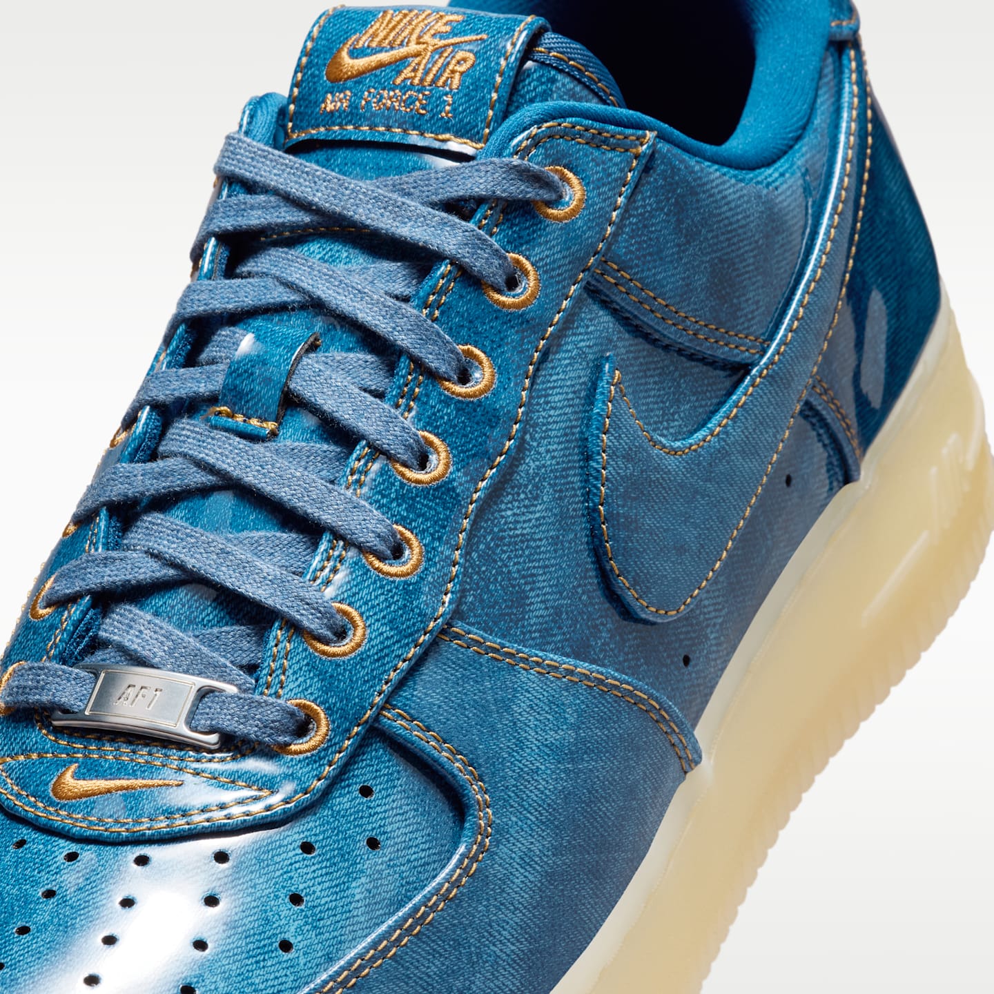 Мужские кроссовки Nike Air Force 1 Retro, цвет: Синий / Натуральный — фото 7