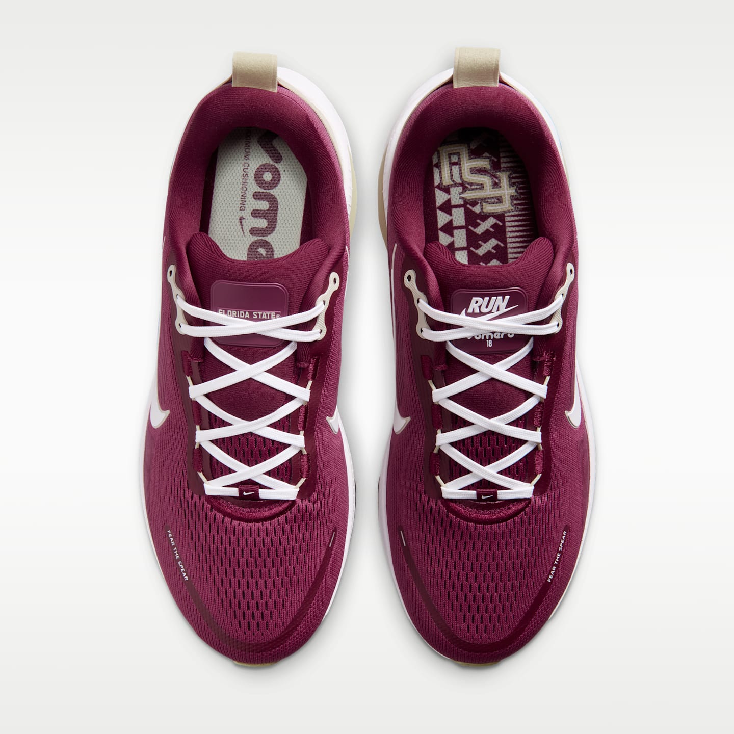 Мужские кроссовки Nike College Vomero 18 (Florida State) Road Running, цвет: Малиновый / Золотой — фото 4
