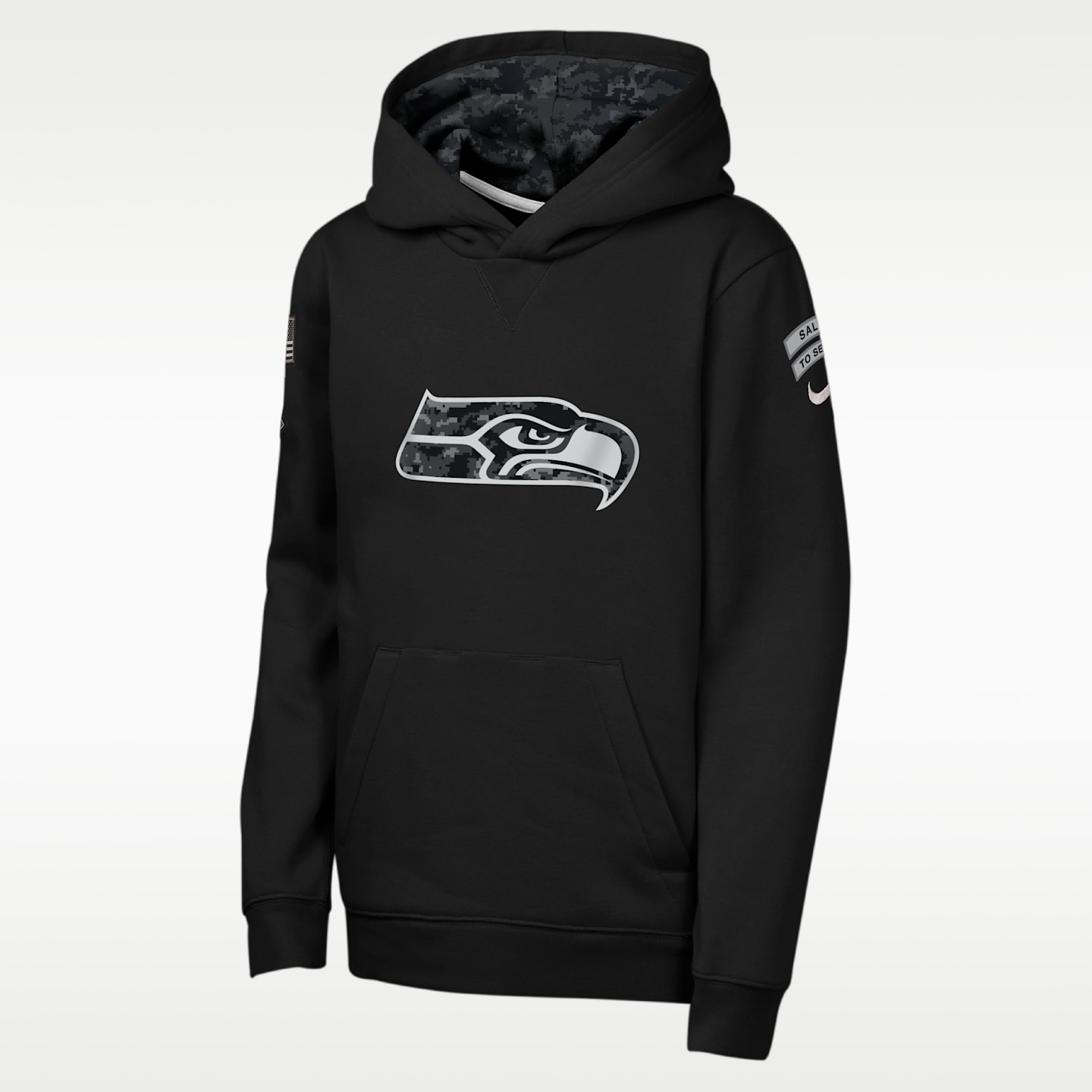 Детское худи Nike Seattle Seahawks Salute to Service Sideline Club NFL Pullover, цвет: Чёрный — фото 1