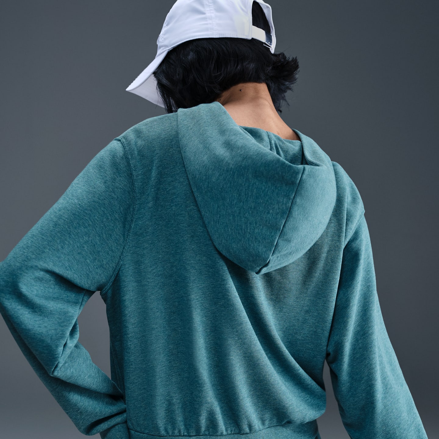 Женское свободное худи на молнии Nike Sportswear Chill Terry из френч терри, цвет: Синий / Меланжевый — фото 2