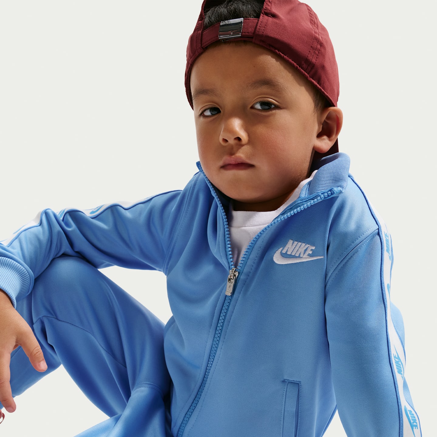 Комплект для малышей Nike Dri-FIT из 2 предметов на молнии с лентой с логотипом, цвет: Синий — фото 6