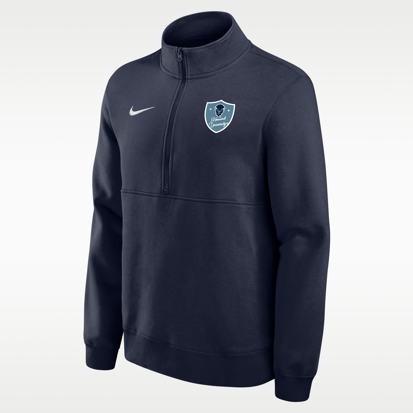 Мужской флисовый топ на молнии 1/4 Nike College Howard University Club, цвет: Тёмно-синий — фото 1