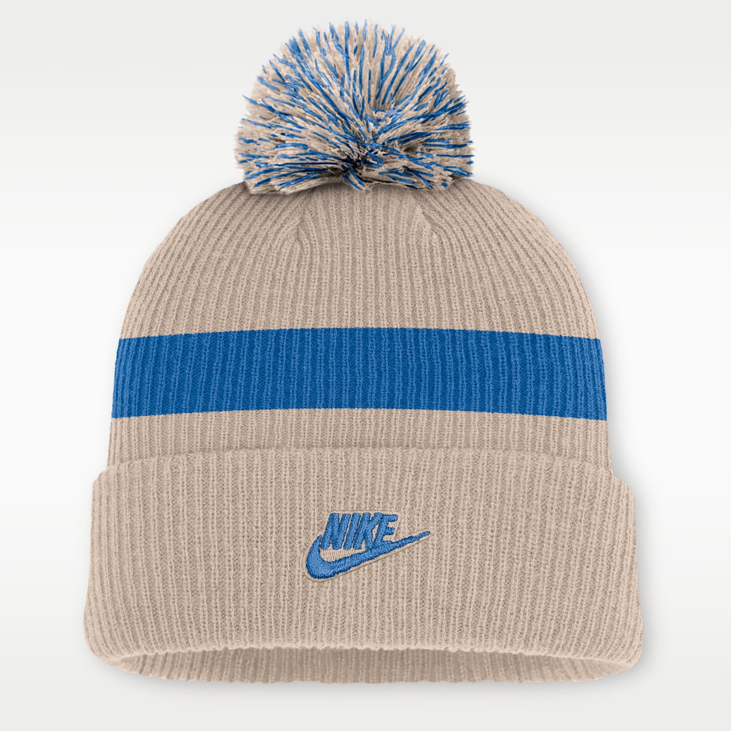 Мужская шапка бини Nike Detroit Lions Rewind Peak NFL с помпоном и отворотом, цвет: Песочный — фото 2