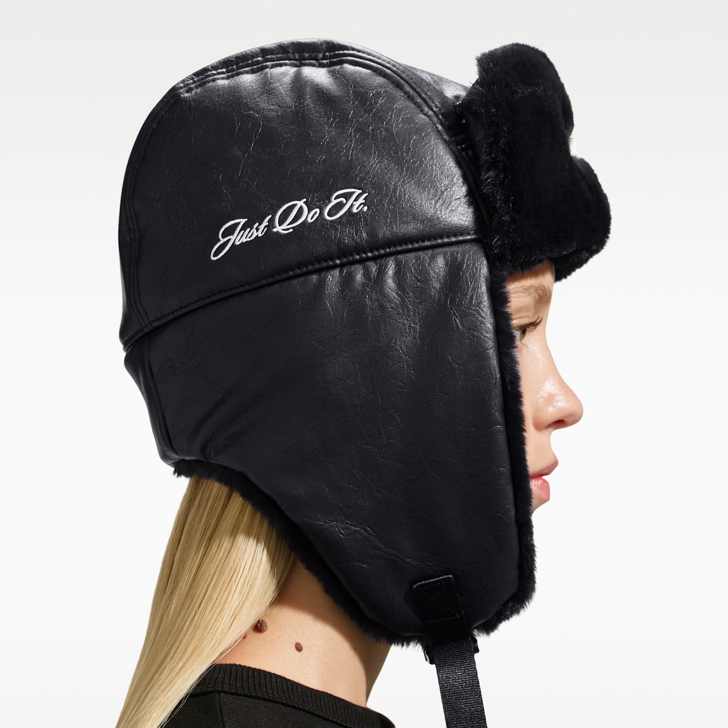 Мужская кепка Nike Fly Leather Trapper, цвет: Чёрный / Антрацитовый — фото 4