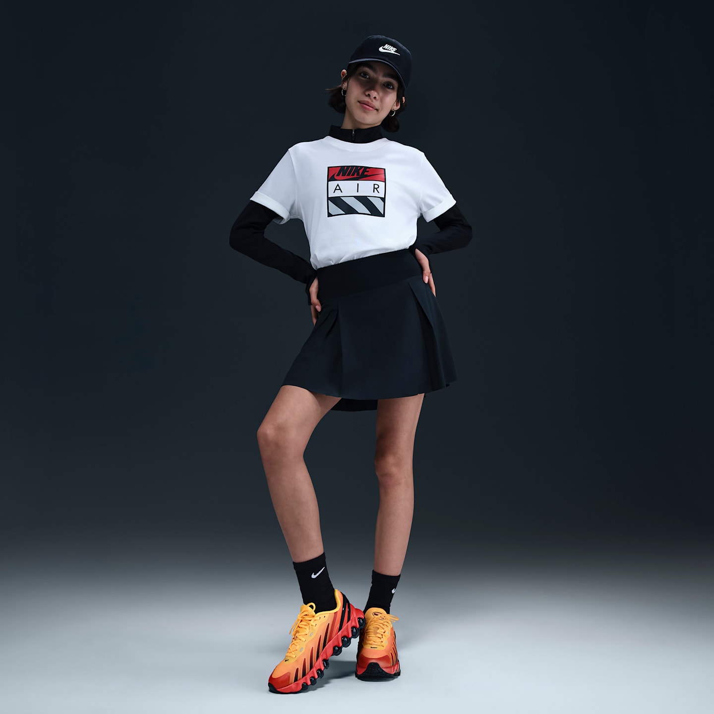 Детский топ для девочек Nike Dri-FIT с длинным рукавом на молнии 1/4, цвет: Чёрный / Белый — фото 7